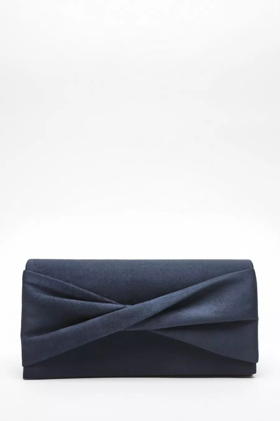 Navy Faux Suede Twist Clutch Bag QUIZ Clothing