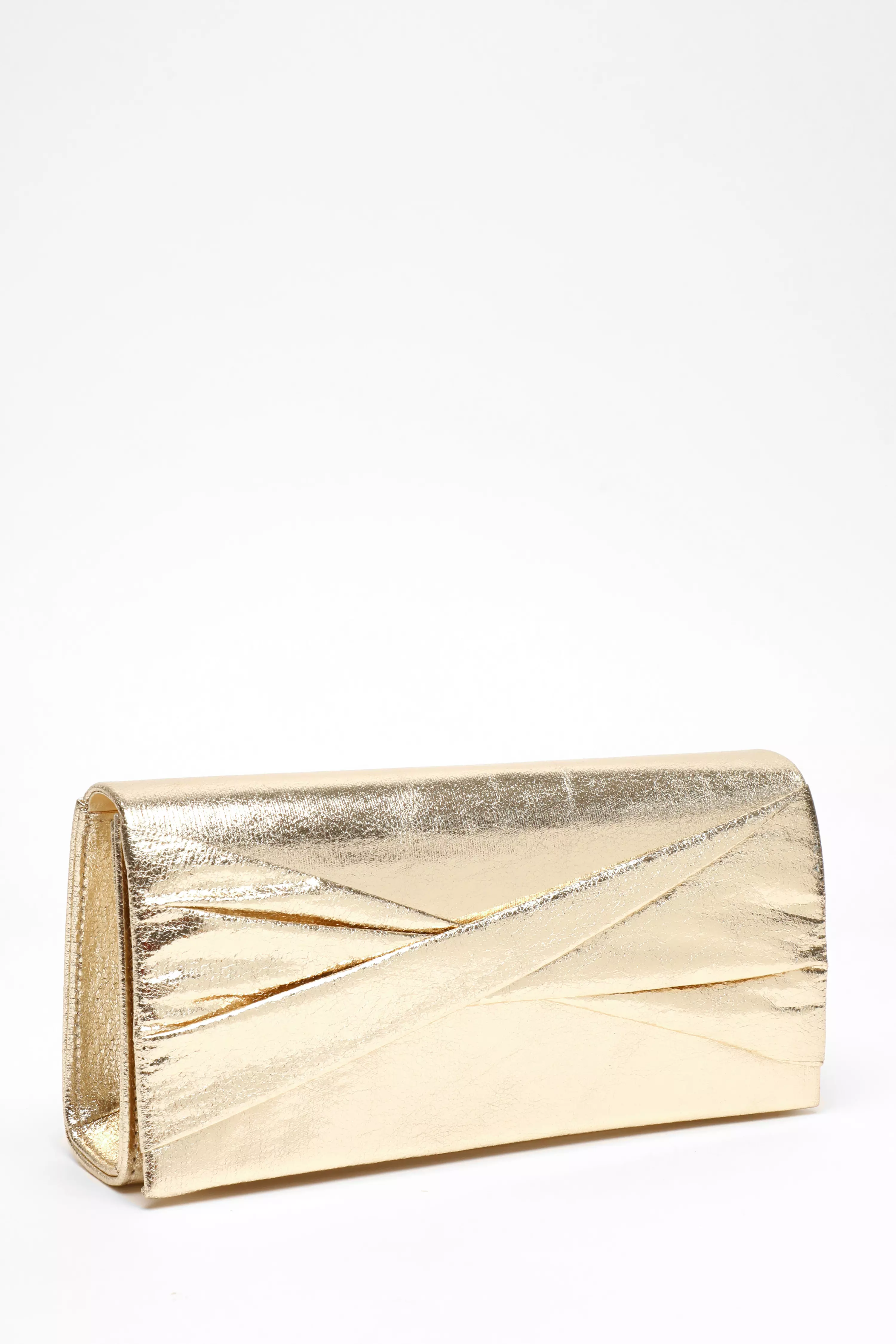 Gold Foil Twist Clutch Bag