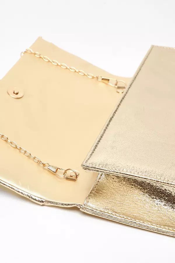 Gold Foil Twist Clutch Bag