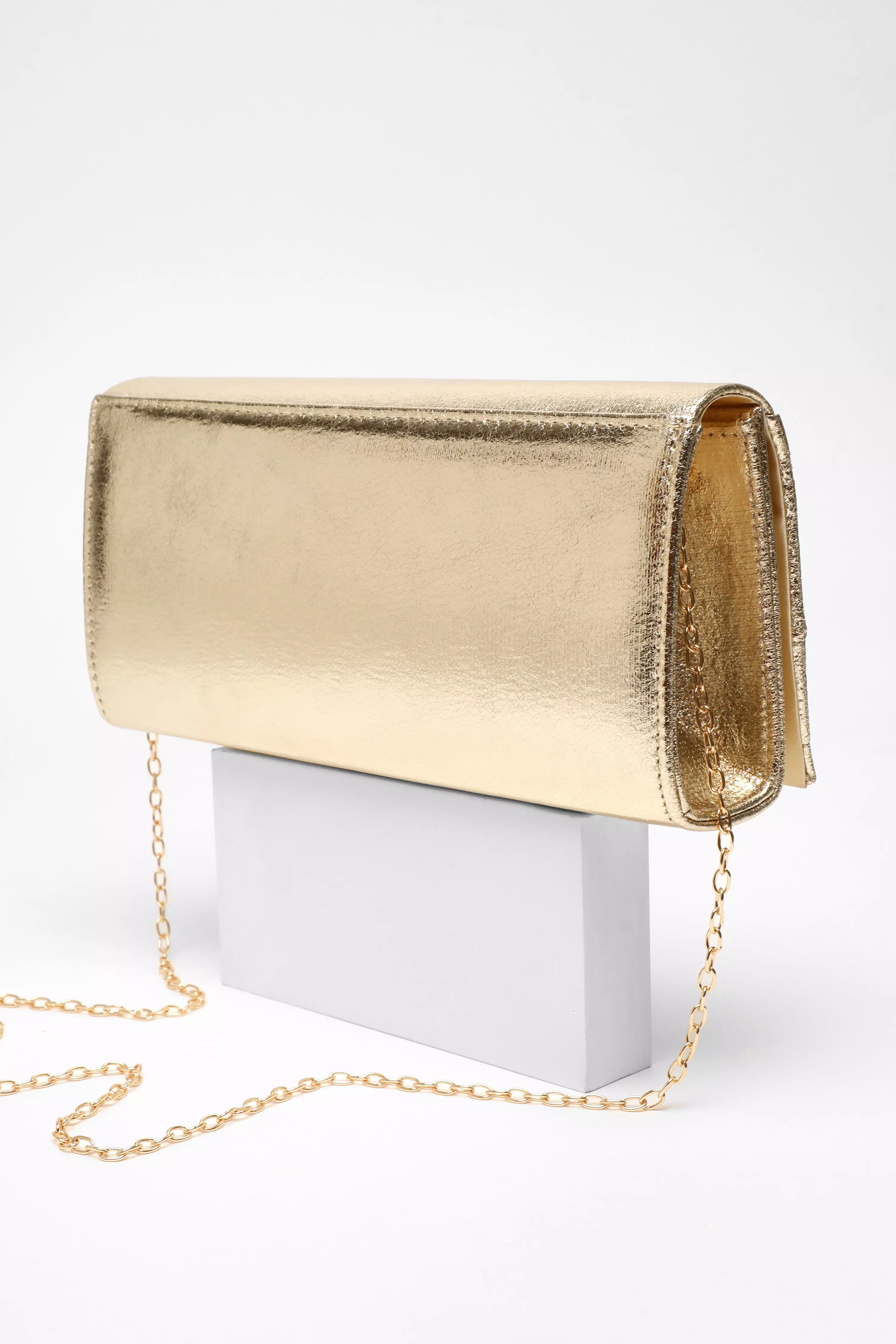 Gold Foil Twist Clutch Bag