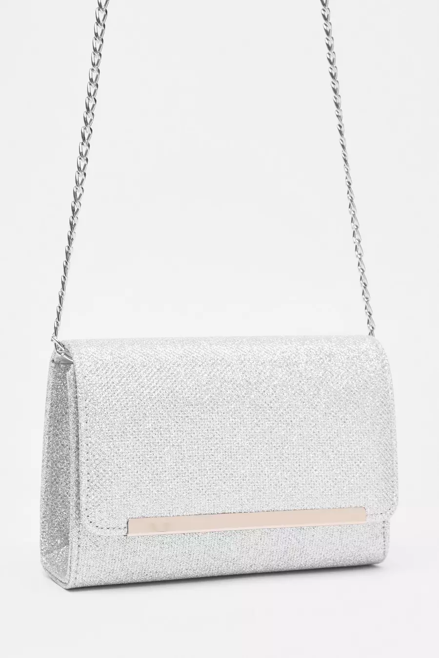 Silver Shimmer Cross Body Bag QUIZ Clothing