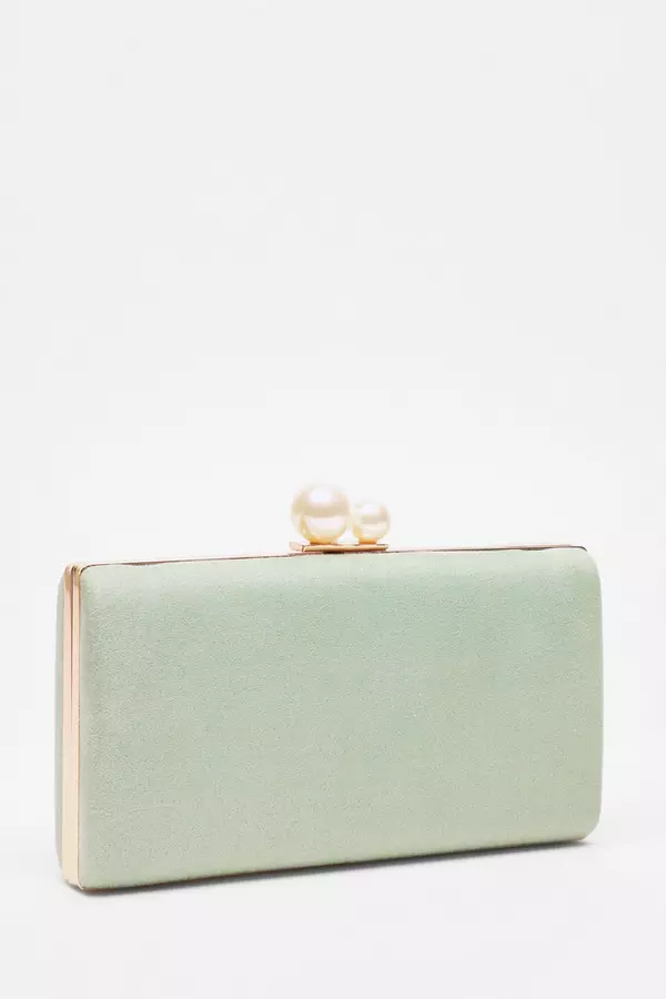 Sage Pearl Clip Box Bag