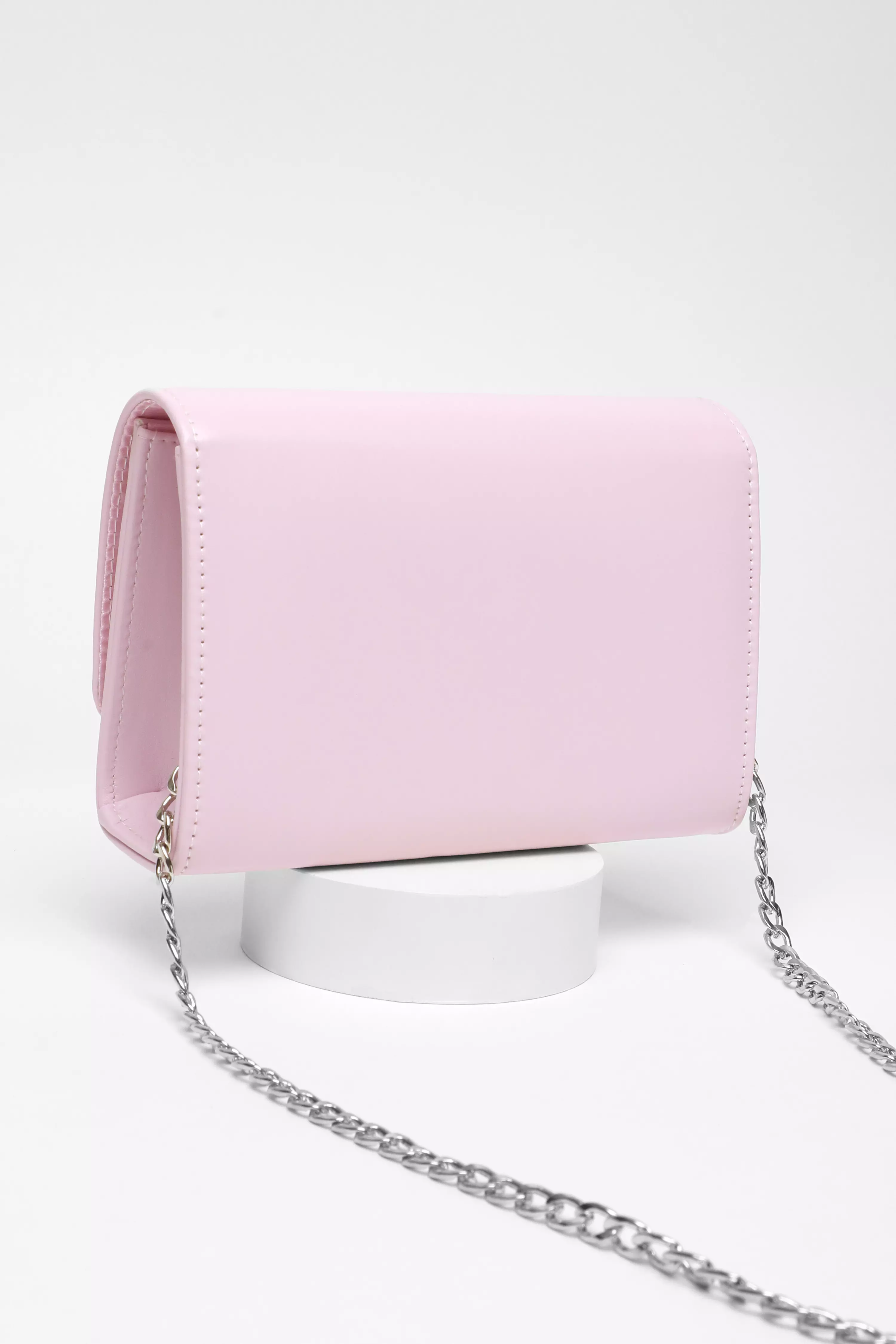 Pink Faux Leather Chain Bag