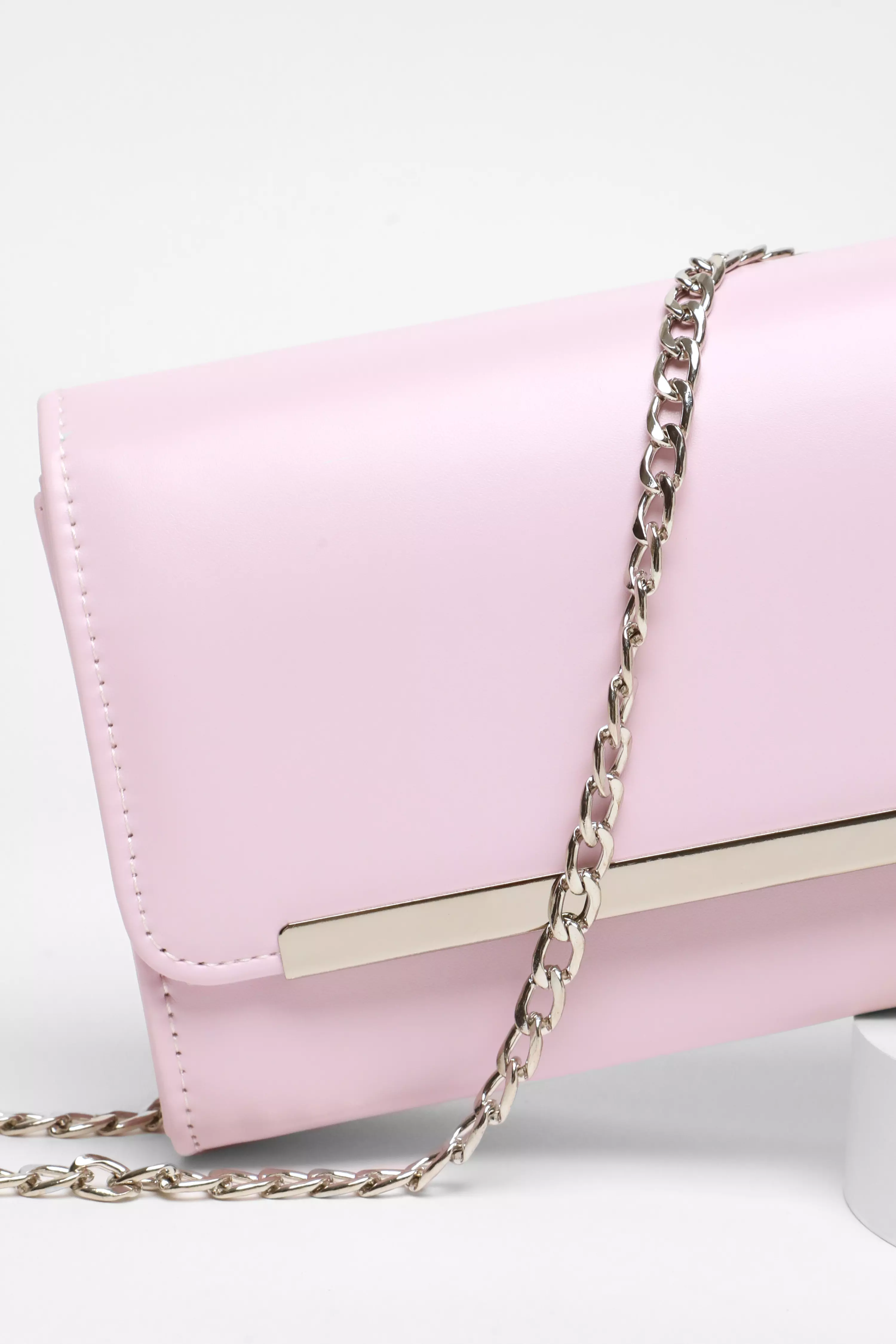 Pink Faux Leather Chain Bag