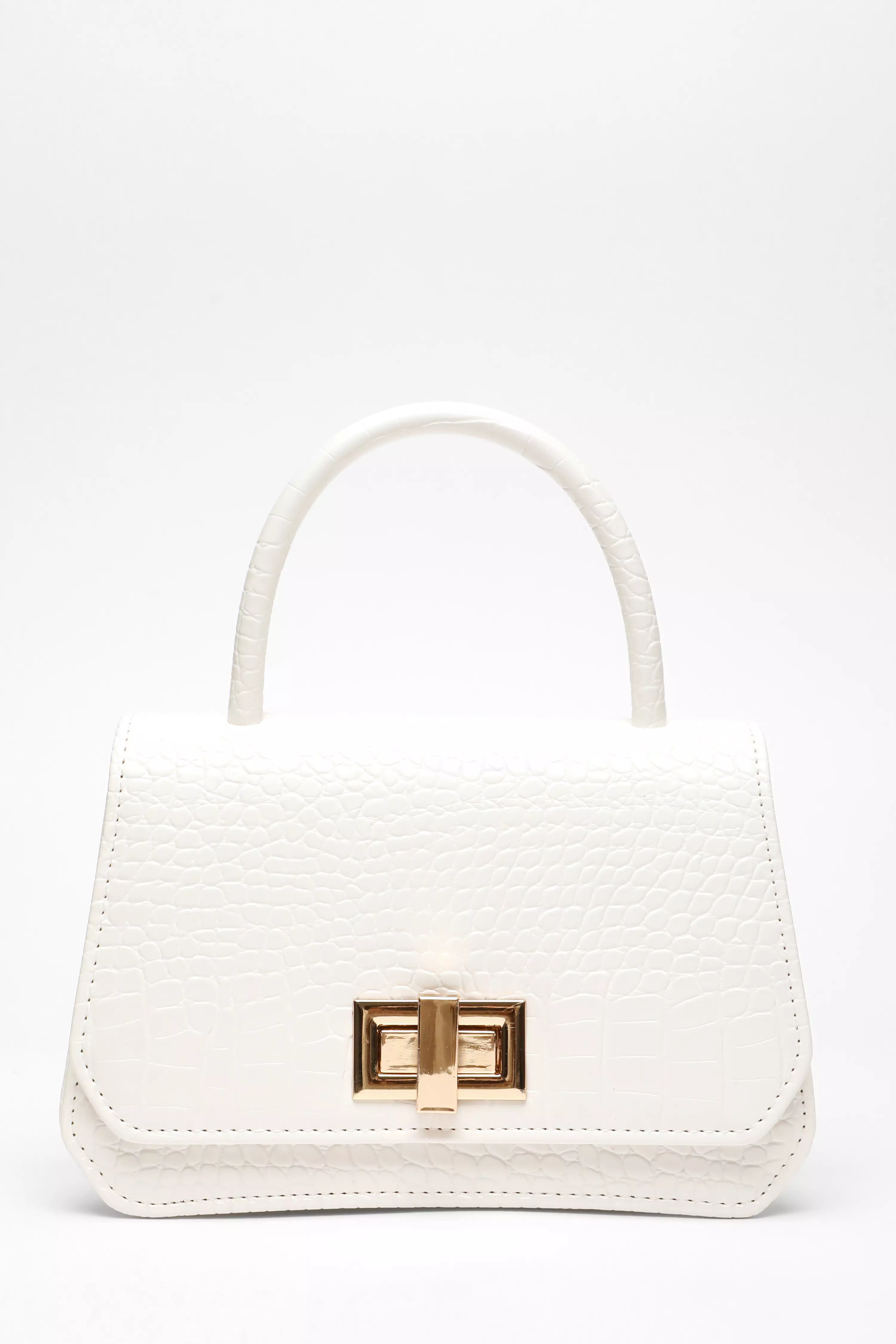 White Croc Faux Leather Bag