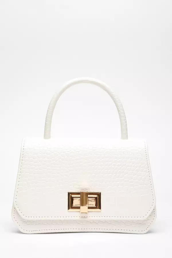 White Croc Faux Leather Bag