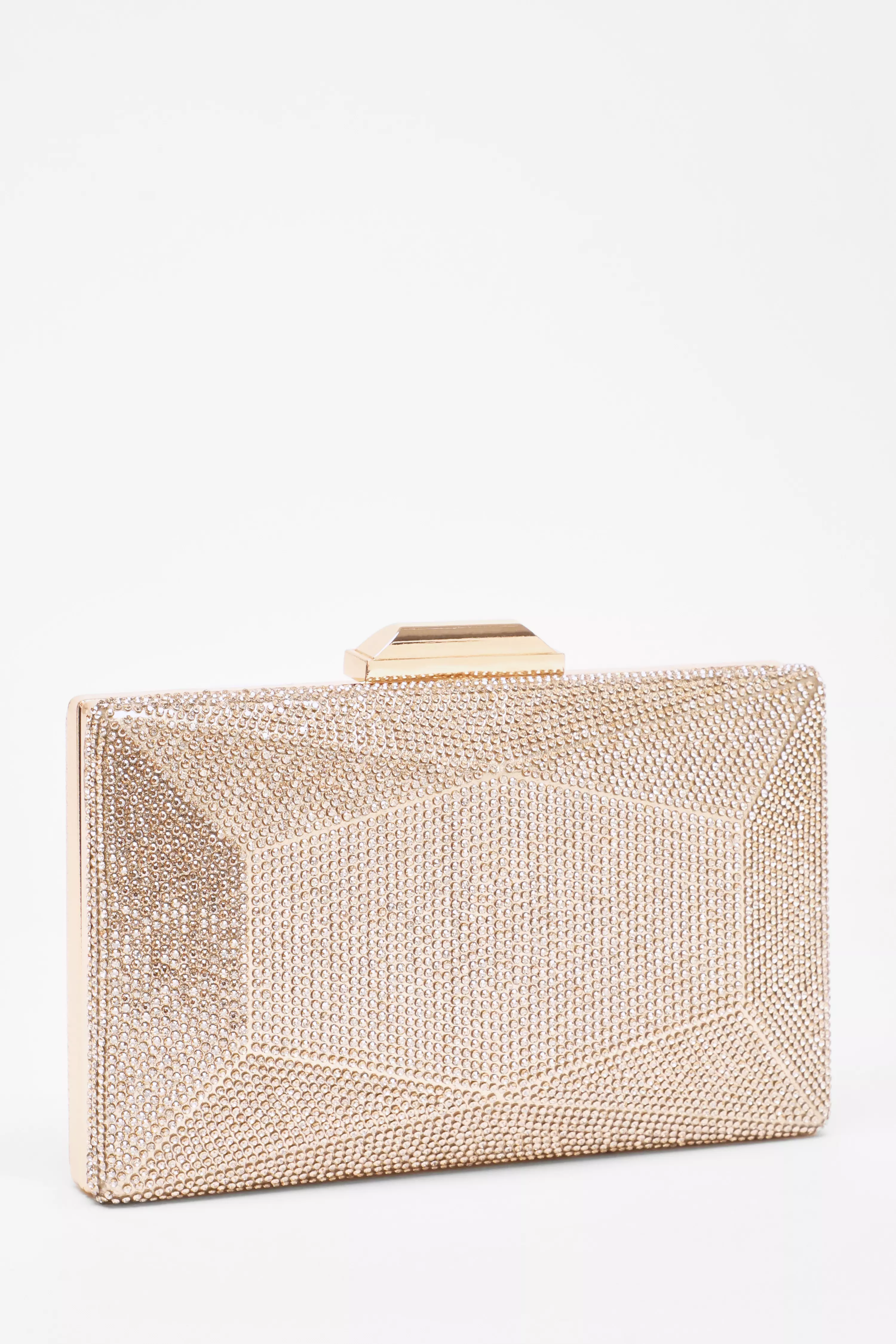 Gold Diamante Geometric Box Bag