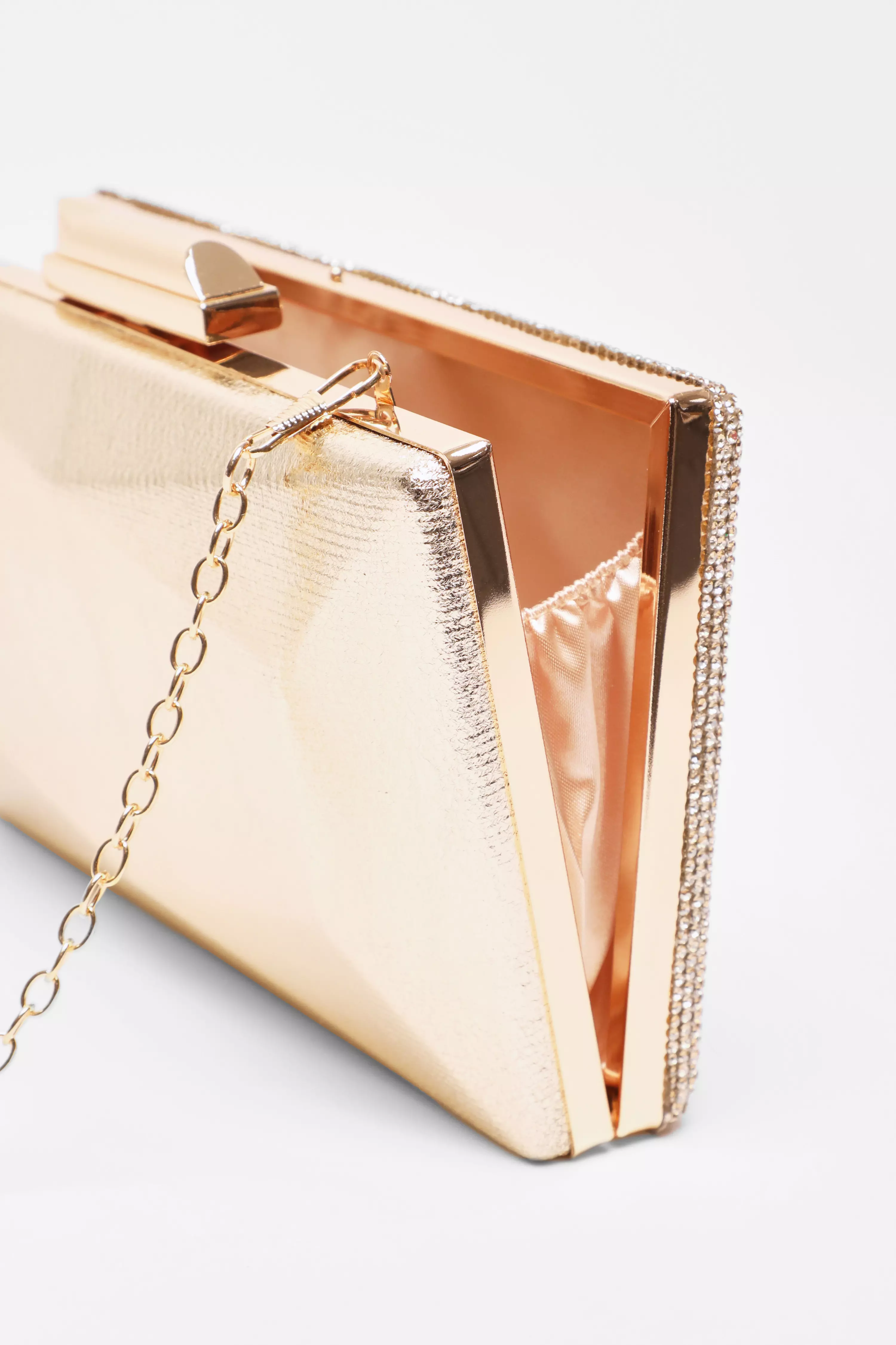 Gold Diamante Geometric Box Bag