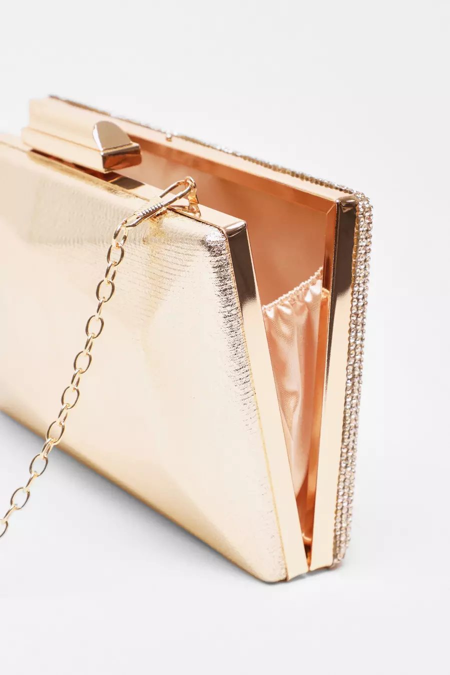 Gold Diamante Geometric Box Bag QUIZ Clothing