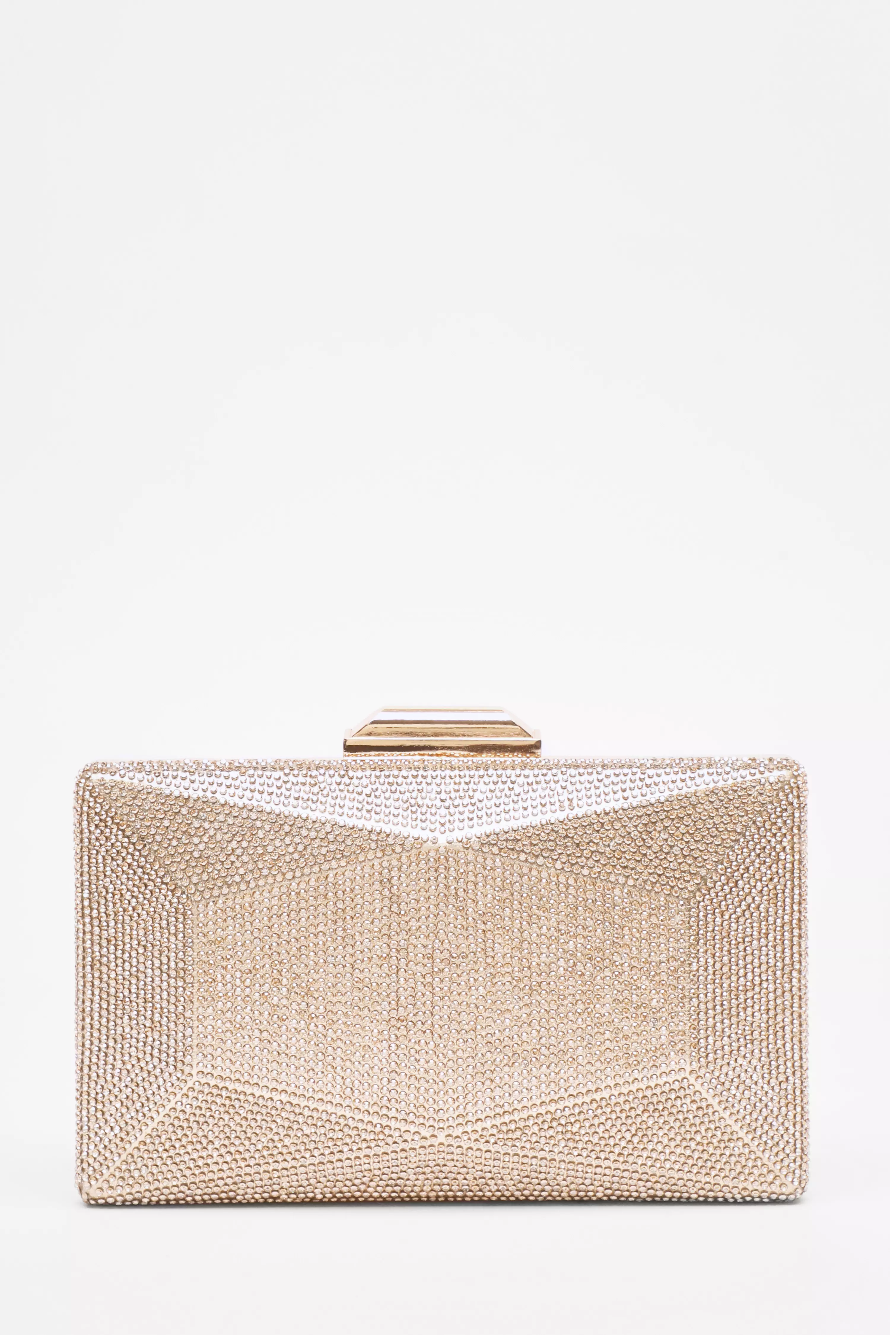 Gold Diamante Geometric Box Bag