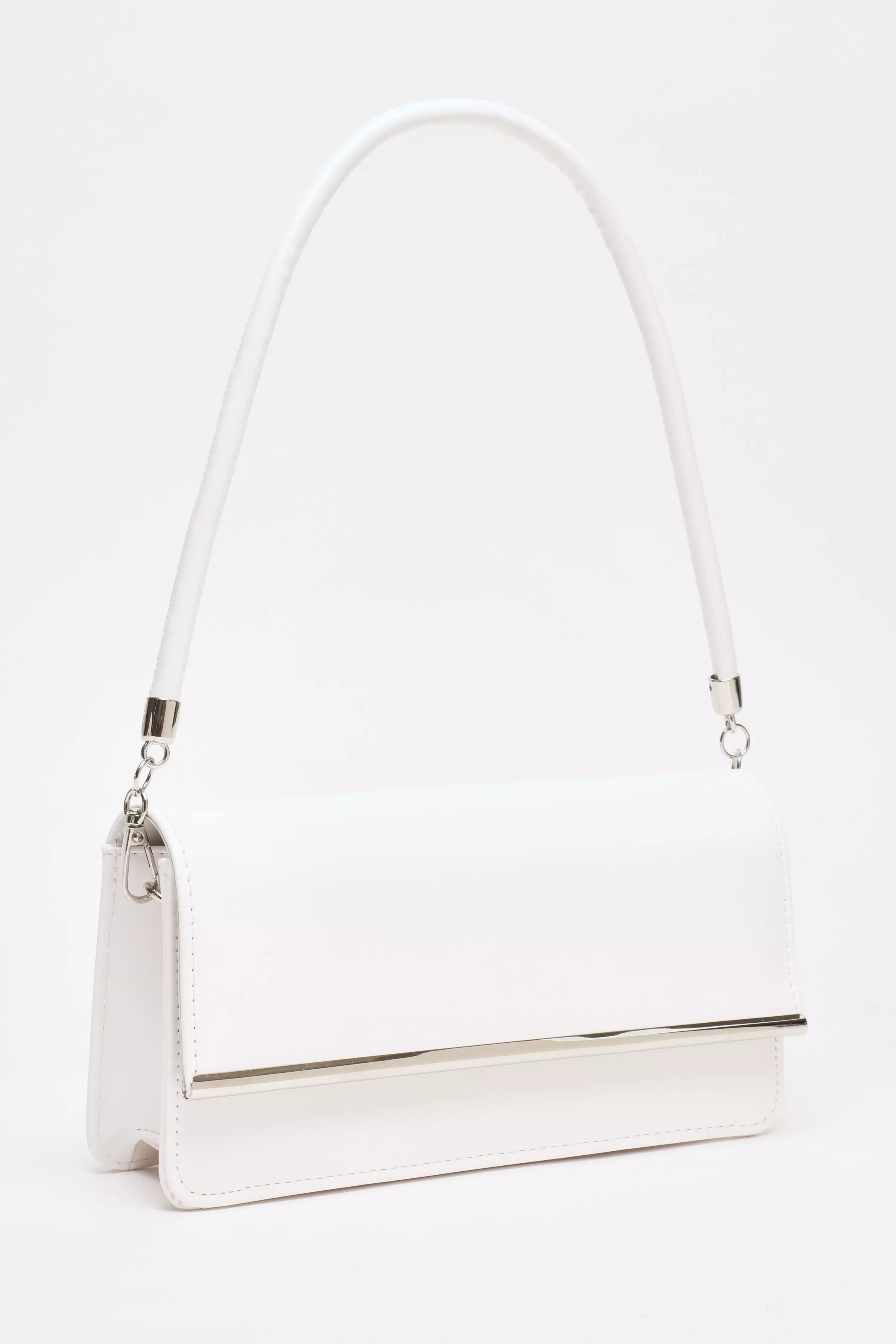 White Patent Faux Leather Shoulder Bag