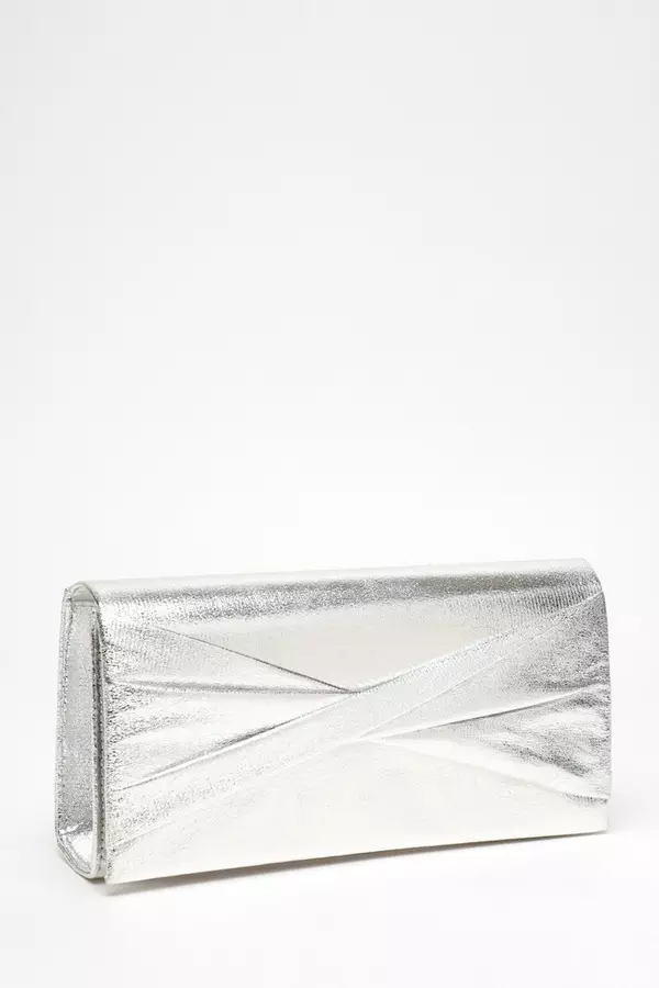 Silver Foil Twist Clutch Bag