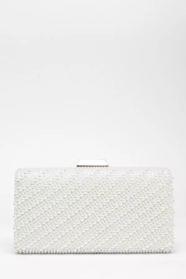 Bridal White Pearl Clutch Bag