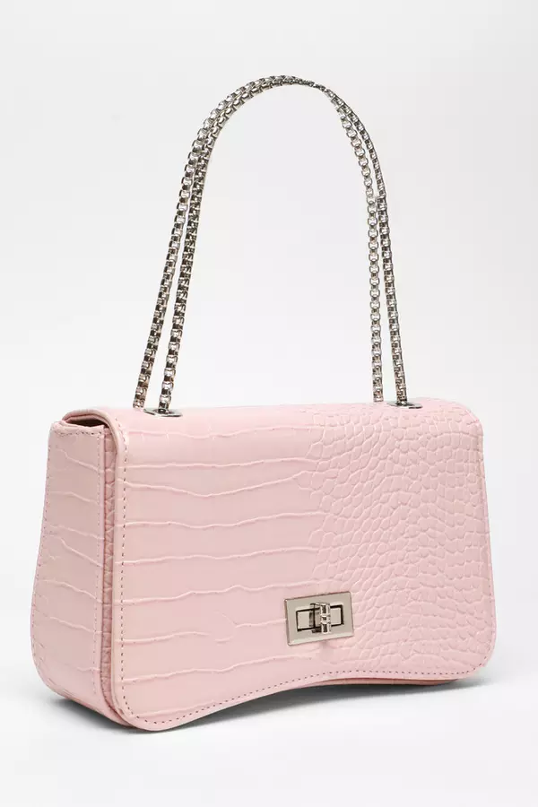 Pink Croc Cross Body Bag