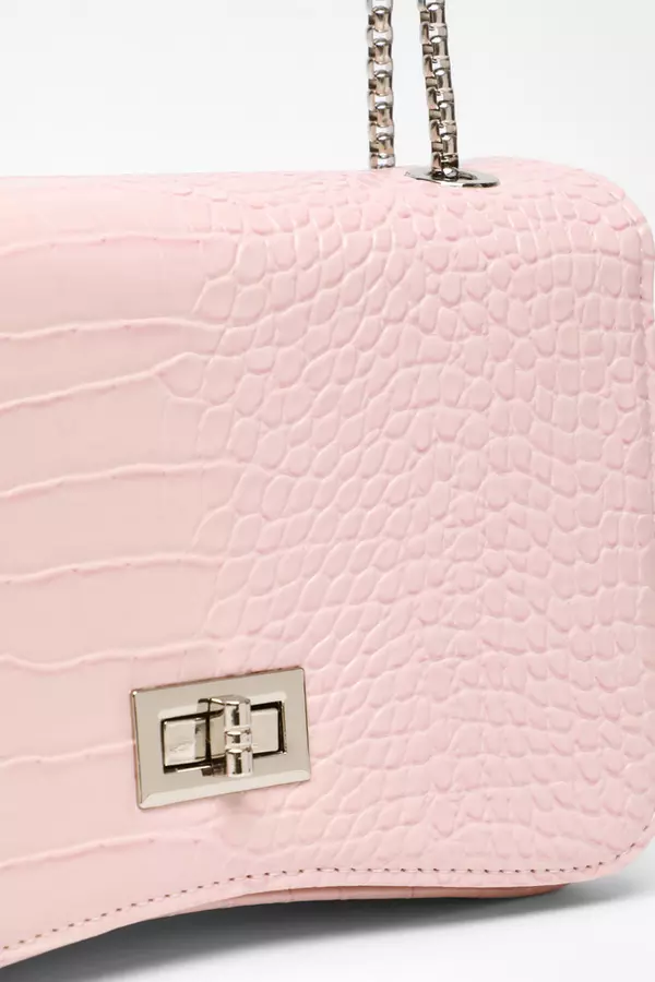 Pink Croc Cross Body Bag