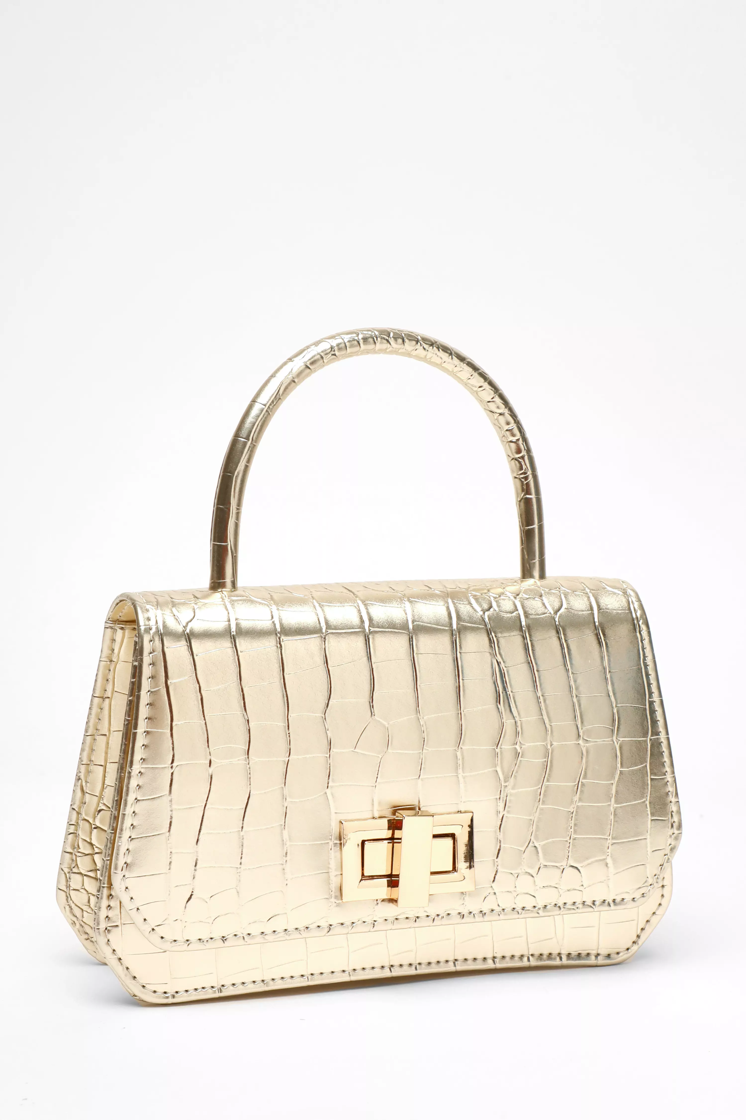 Gold Croc Print Bag