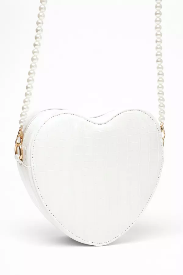 White Croc Heart Bag