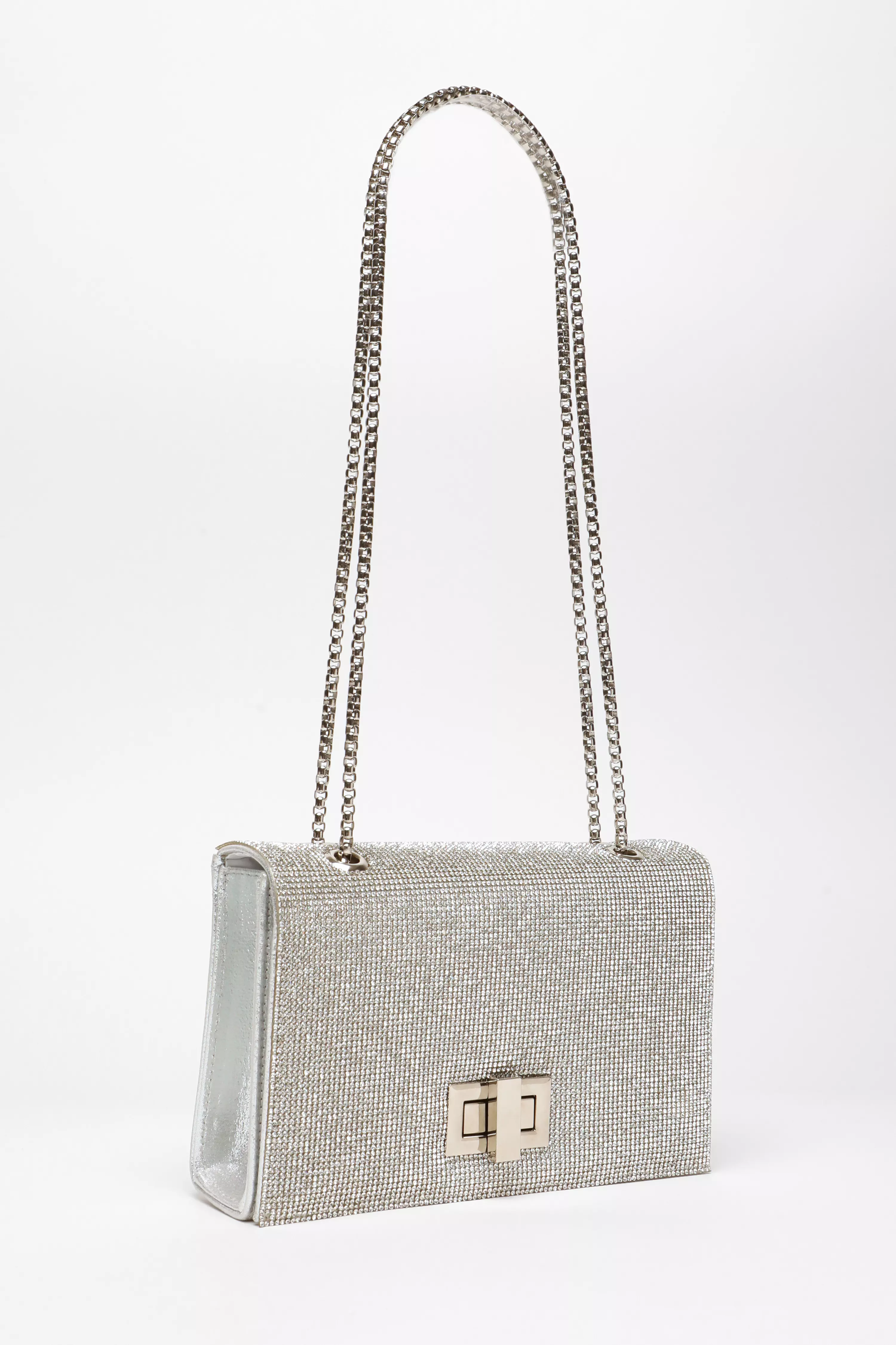 Silver Diamante Cross Body Bag