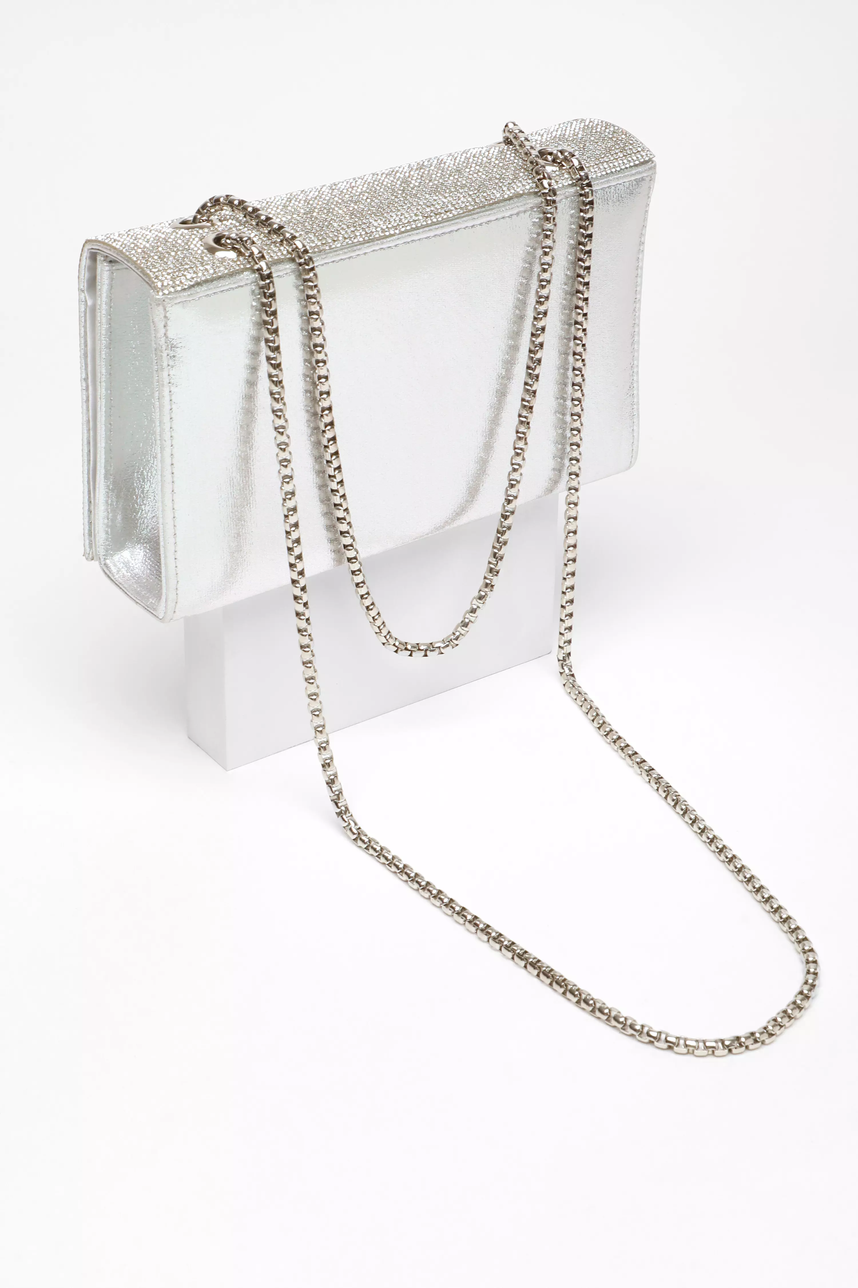 Silver Diamante Cross Body Bag