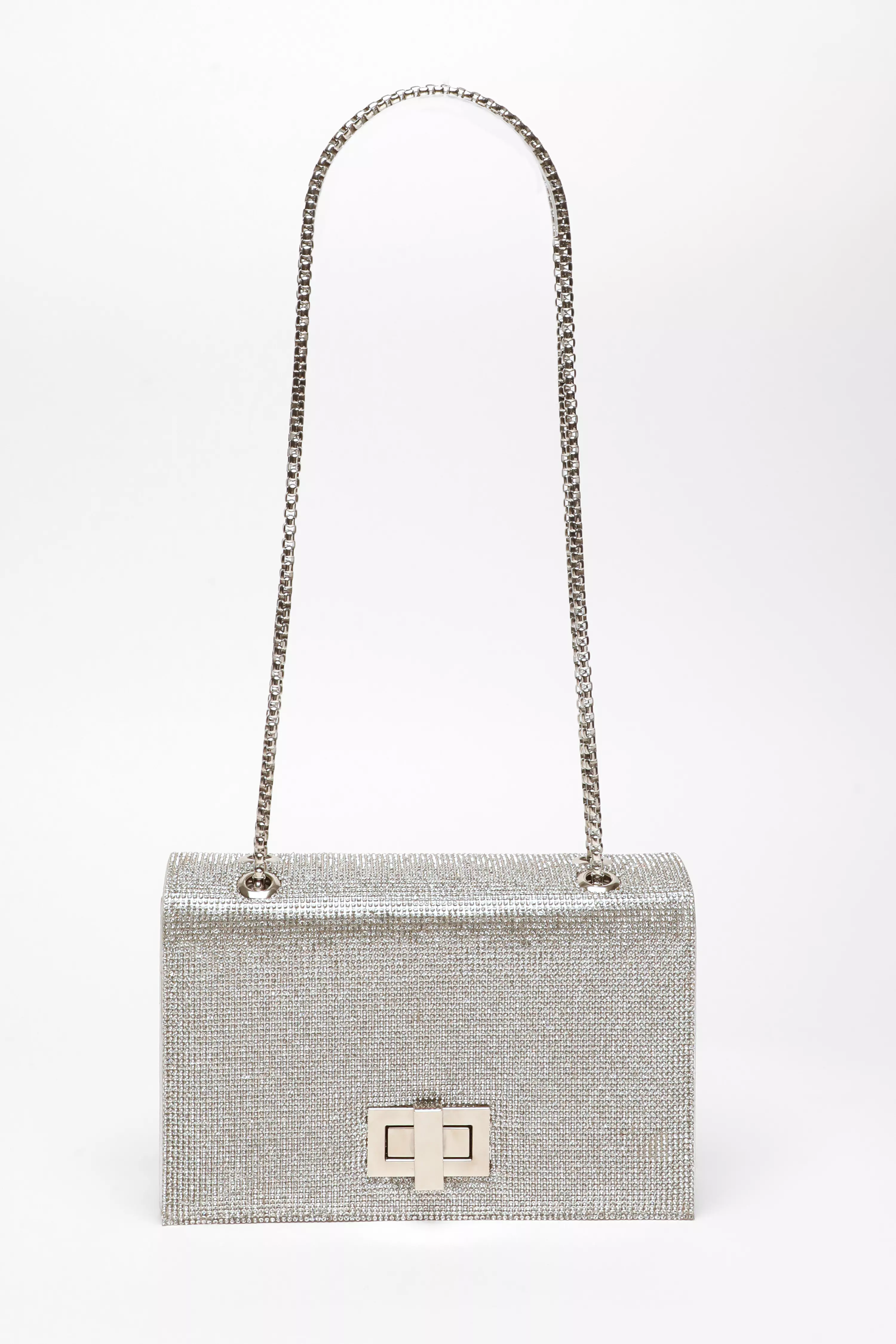 Silver Diamante Cross Body Bag