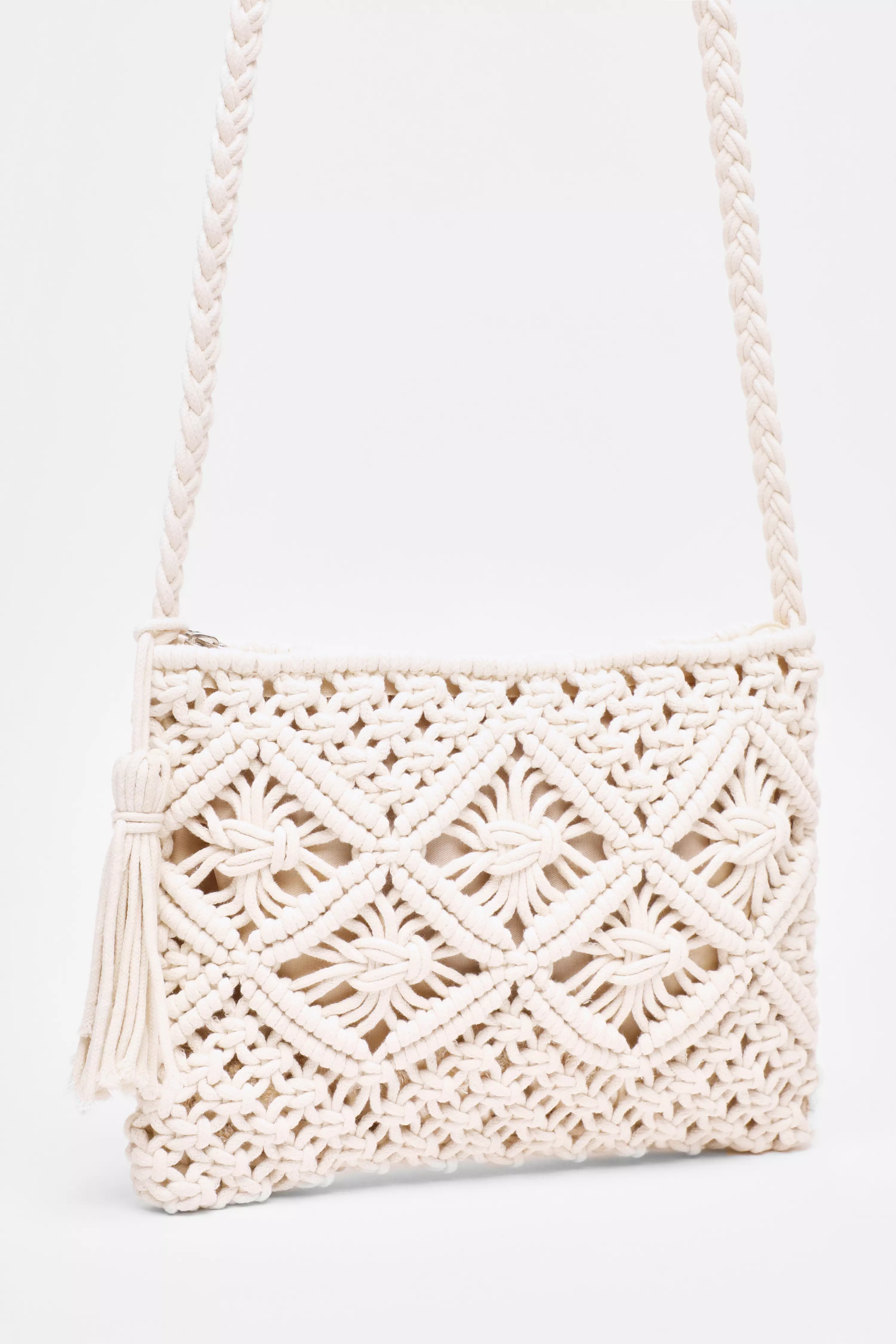 Cream Crochet Cross Body Bag
