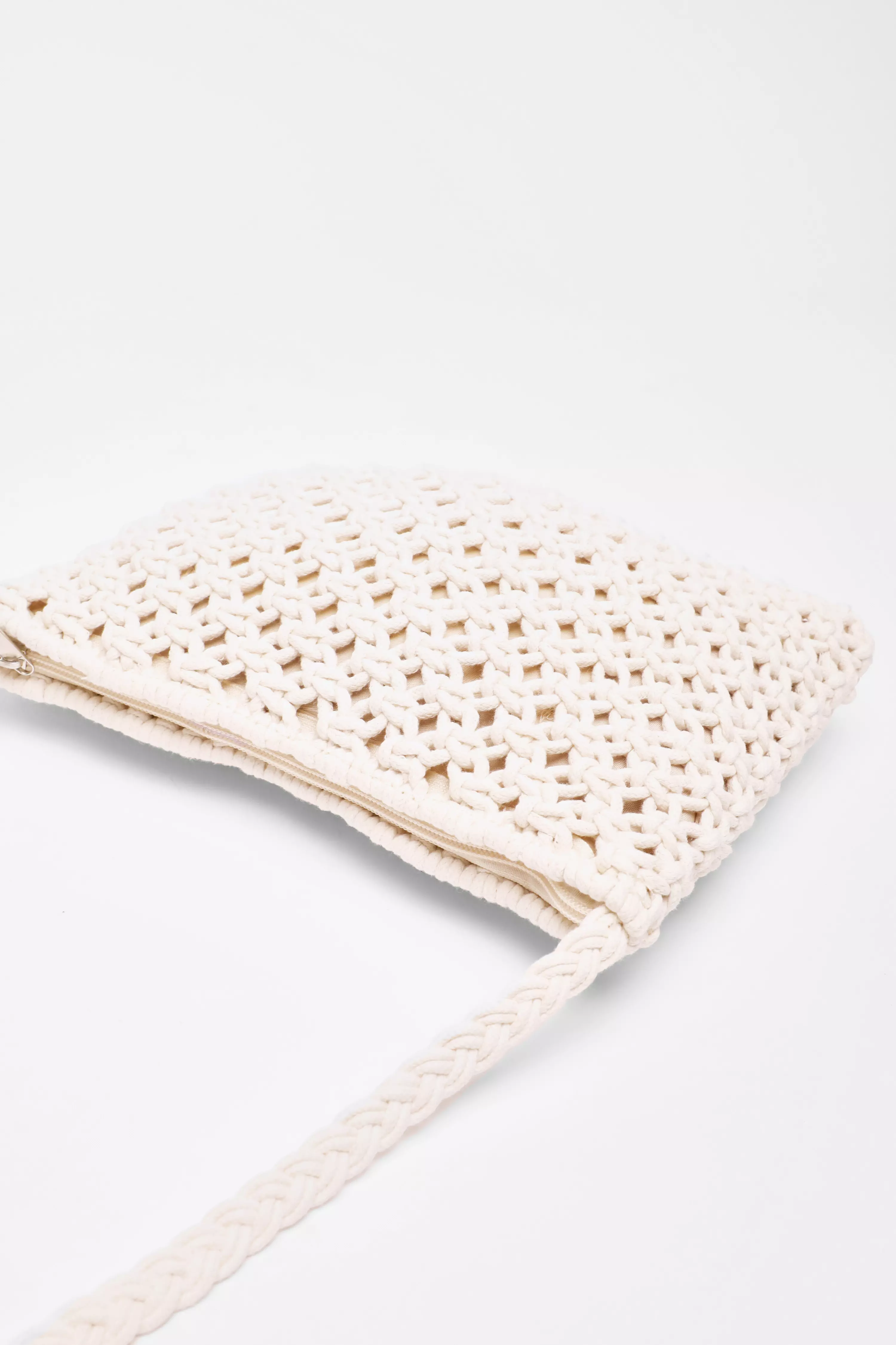 Cream Crochet Cross Body Bag