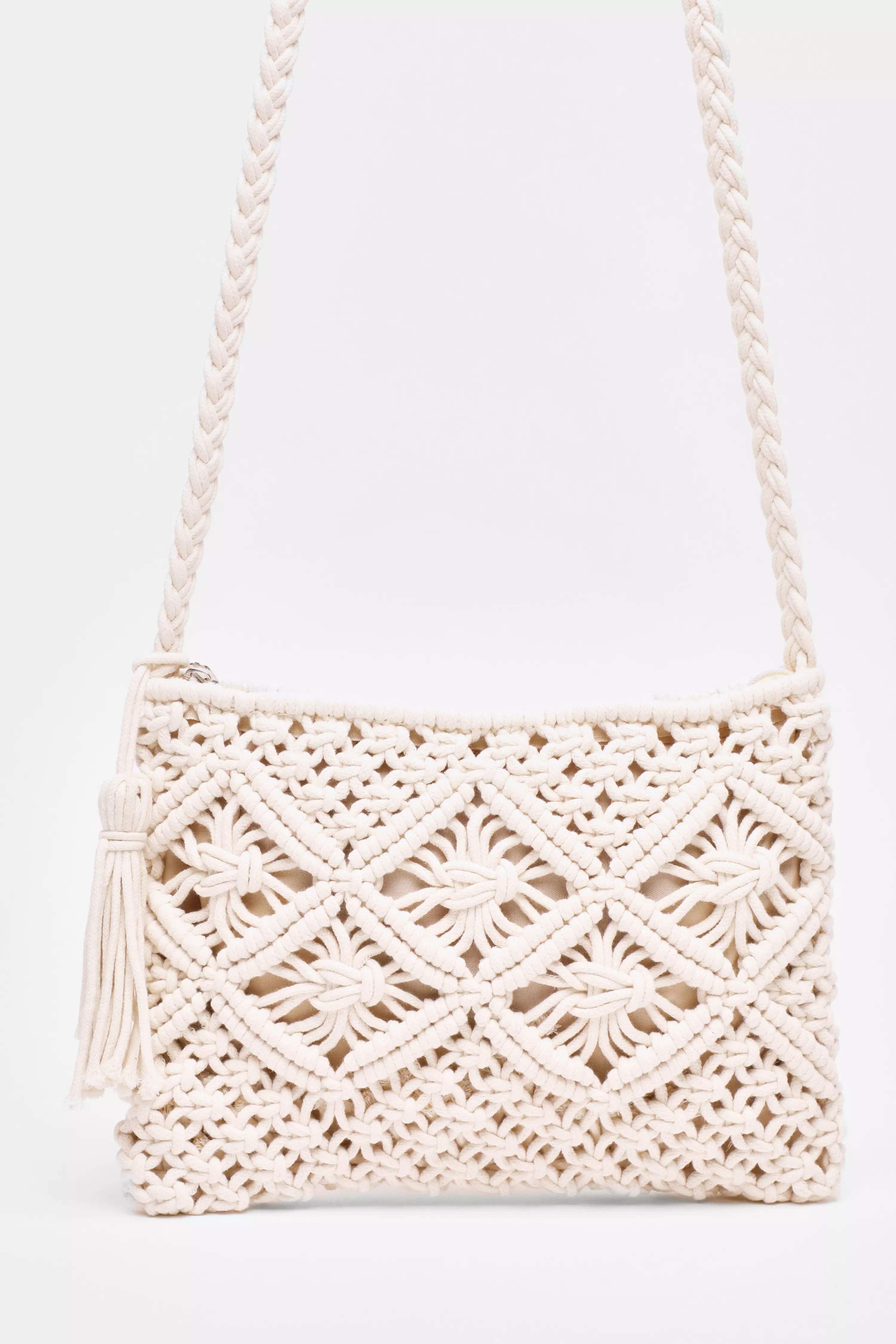 Cream Crochet Cross Body Bag