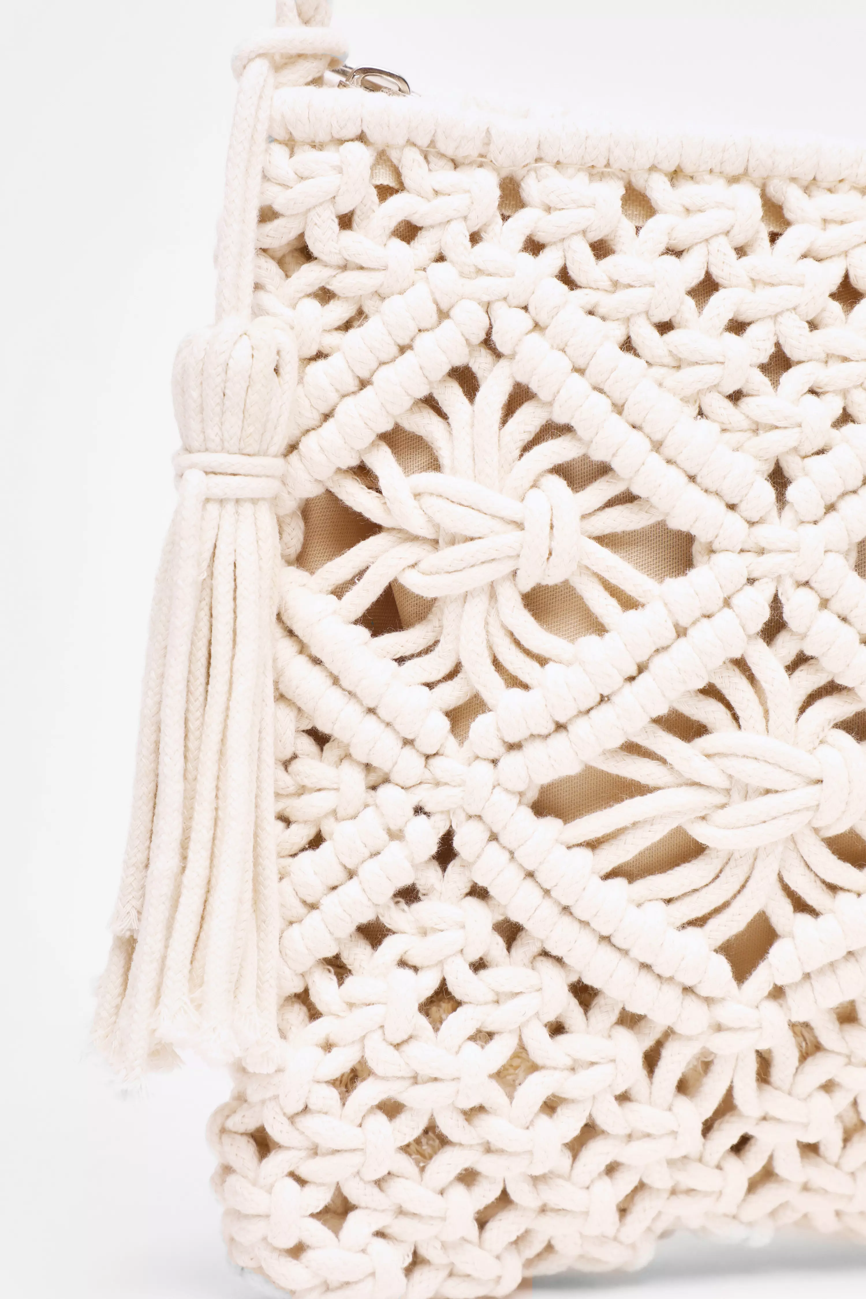 Cream Crochet Cross Body Bag