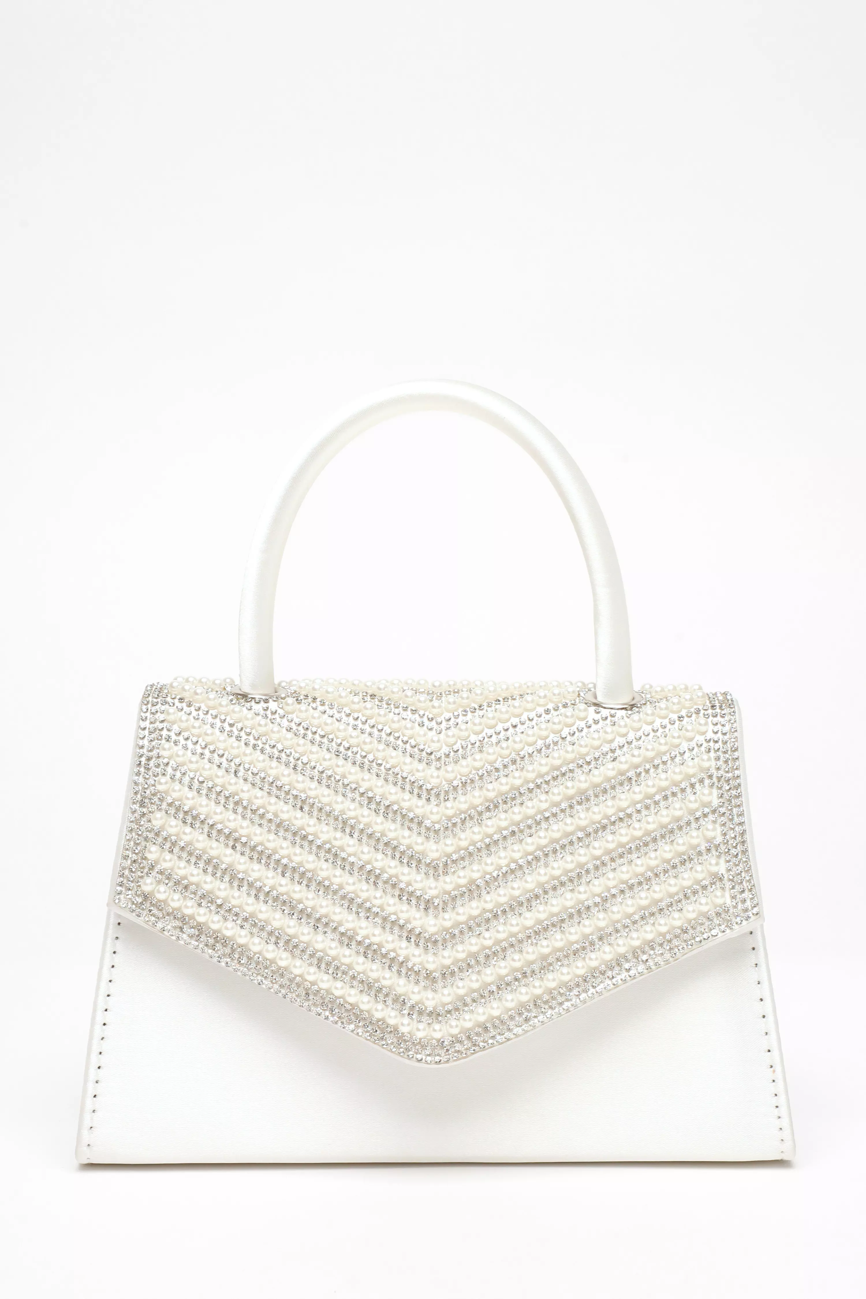 Bridal White Diamante Mini Tote Bag