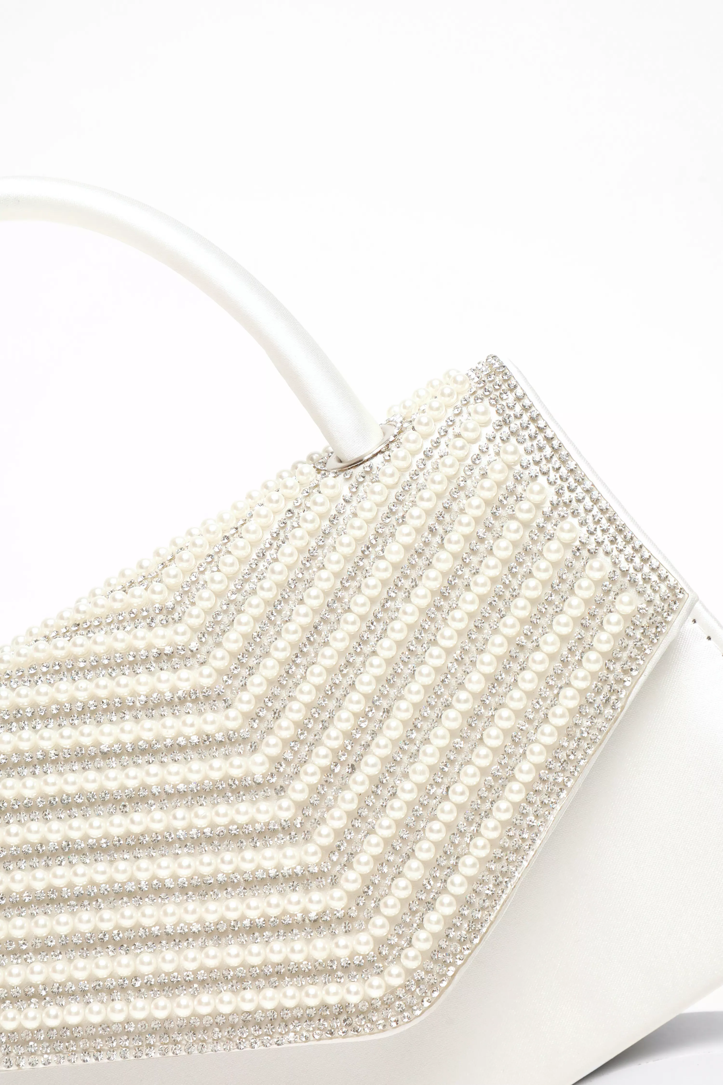 Bridal White Diamante Mini Tote Bag