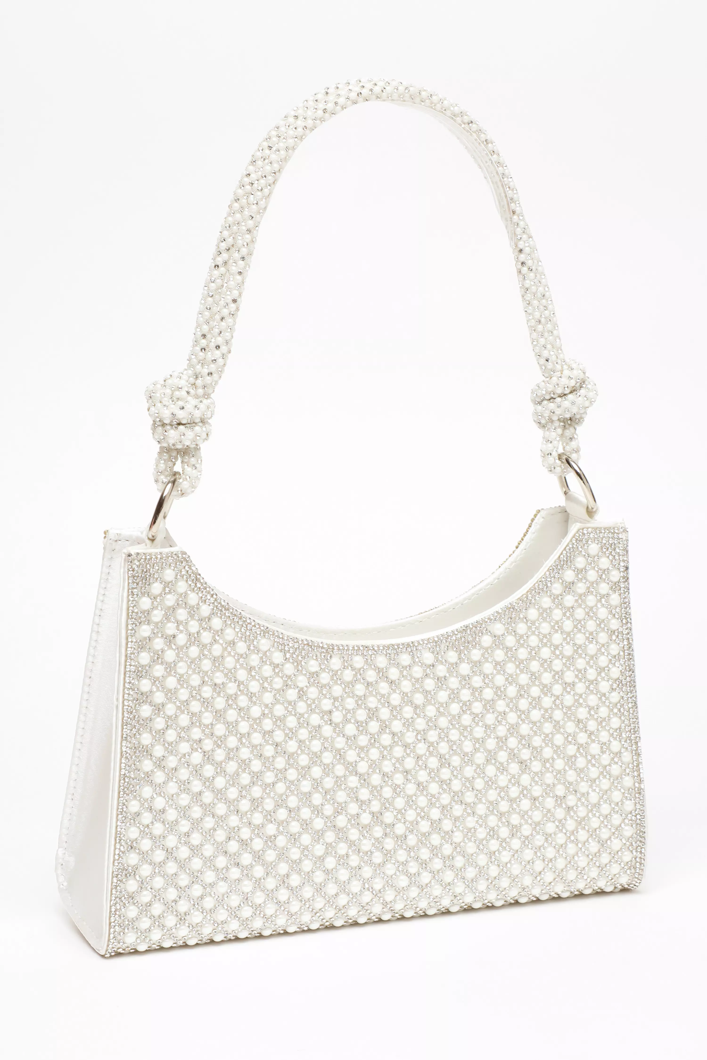 Bridal White Pearl Knot Shoulder Bag
