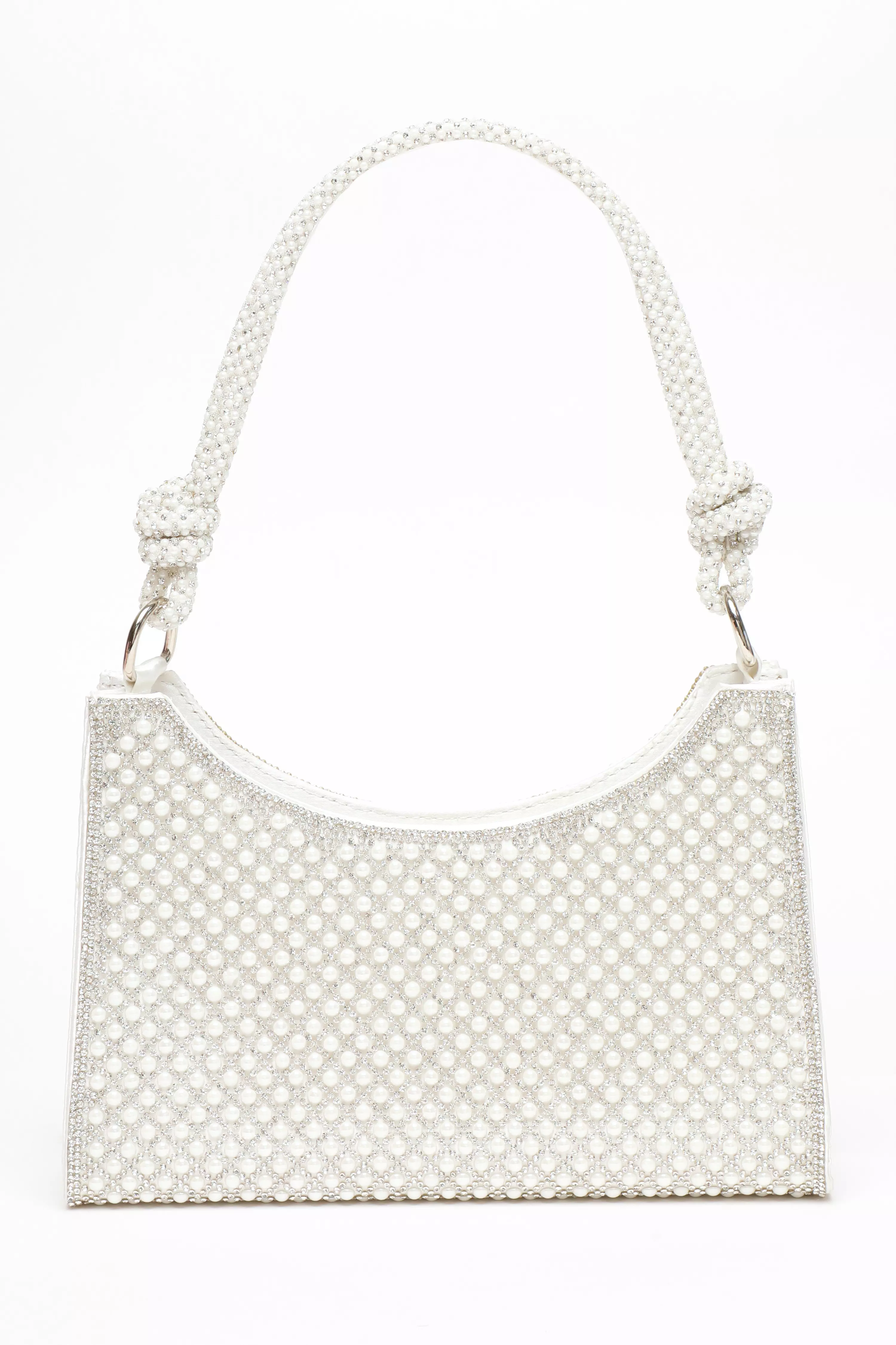 Bridal White Pearl Knot Shoulder Bag