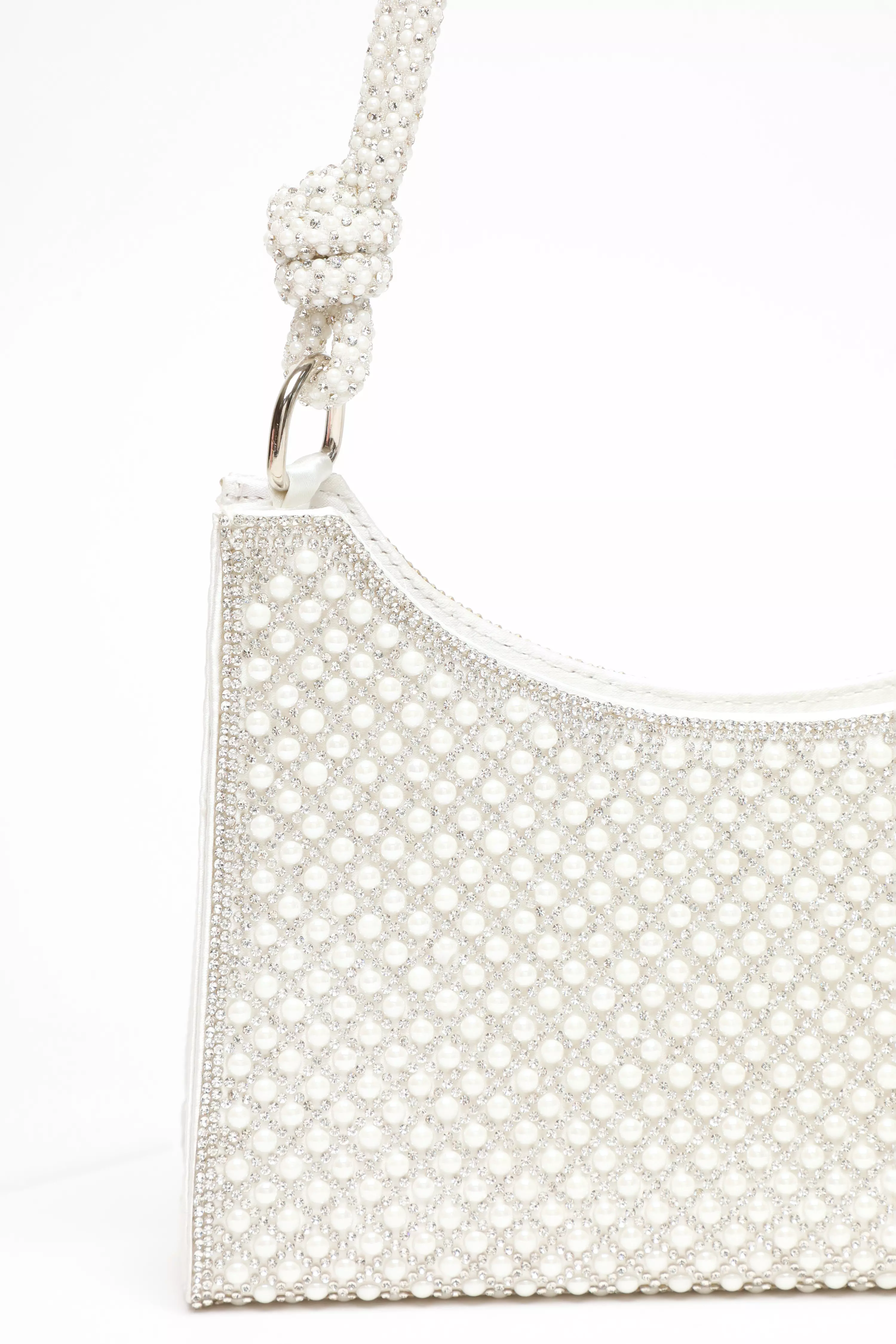 Bridal White Pearl Knot Shoulder Bag