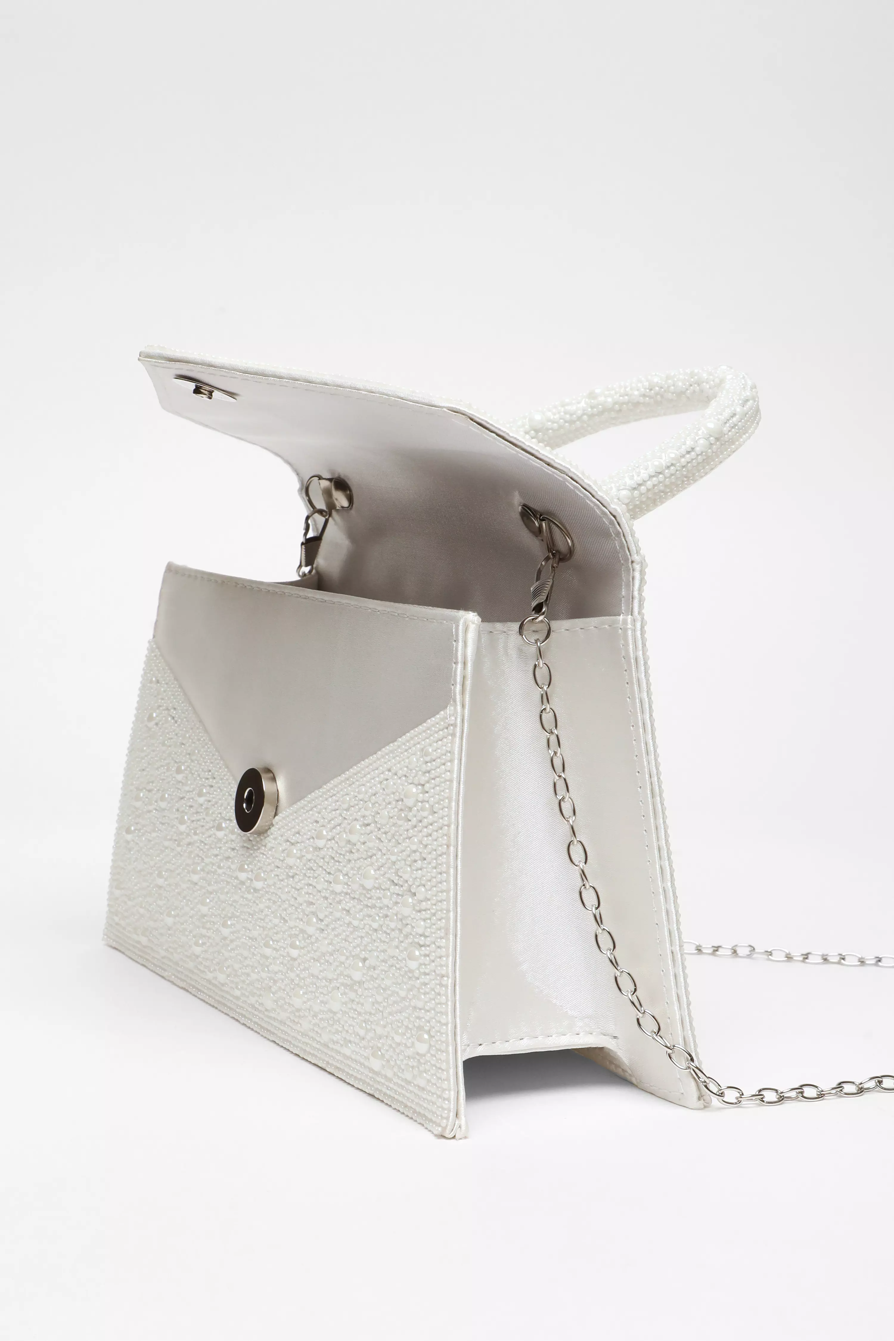 Bridal White Pearl Mini Tote Handle Bag