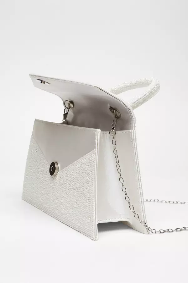 Bridal White Pearl Mini Tote Bag