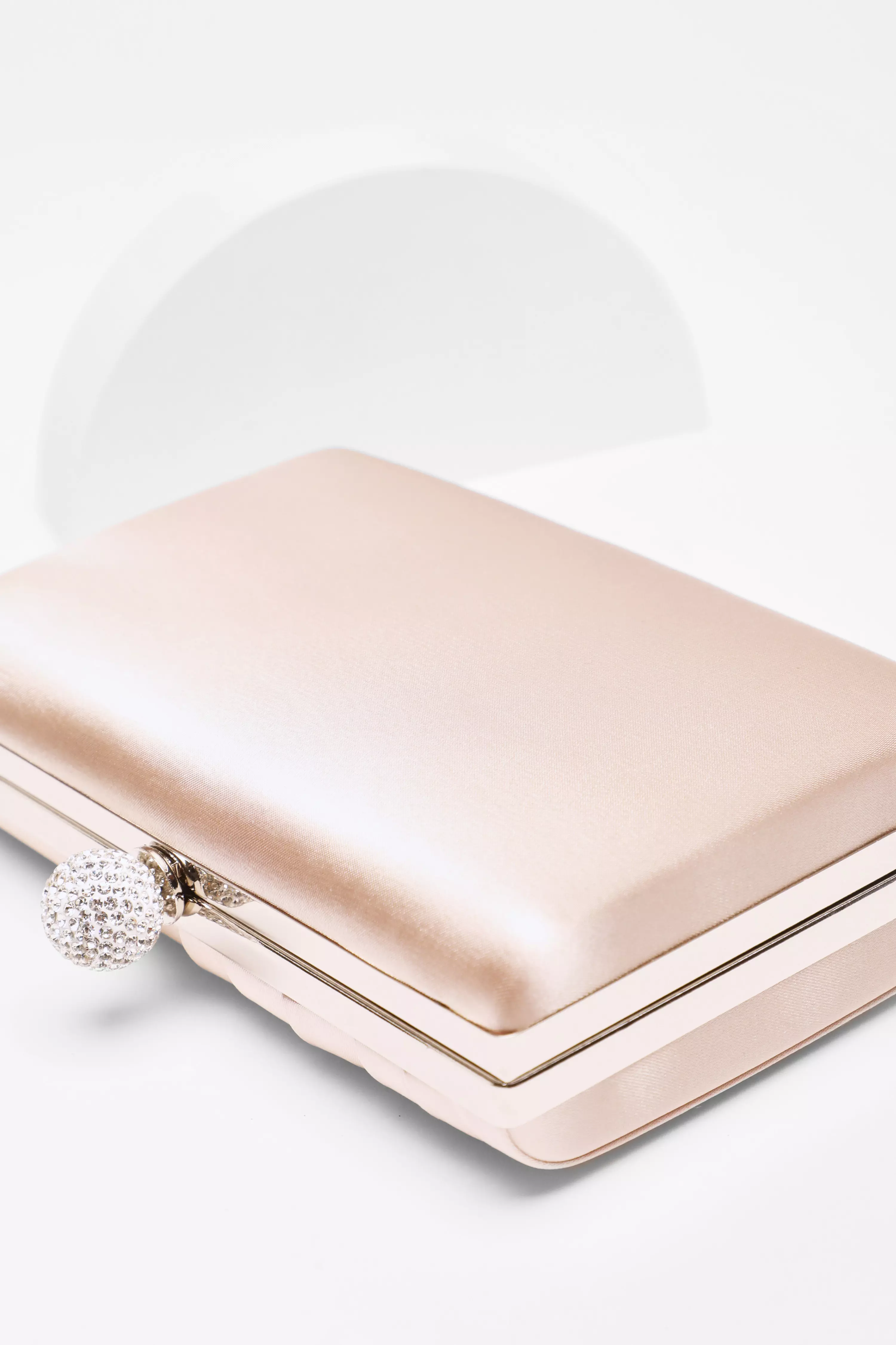 Champagne Satin Pleated Clutch Bag