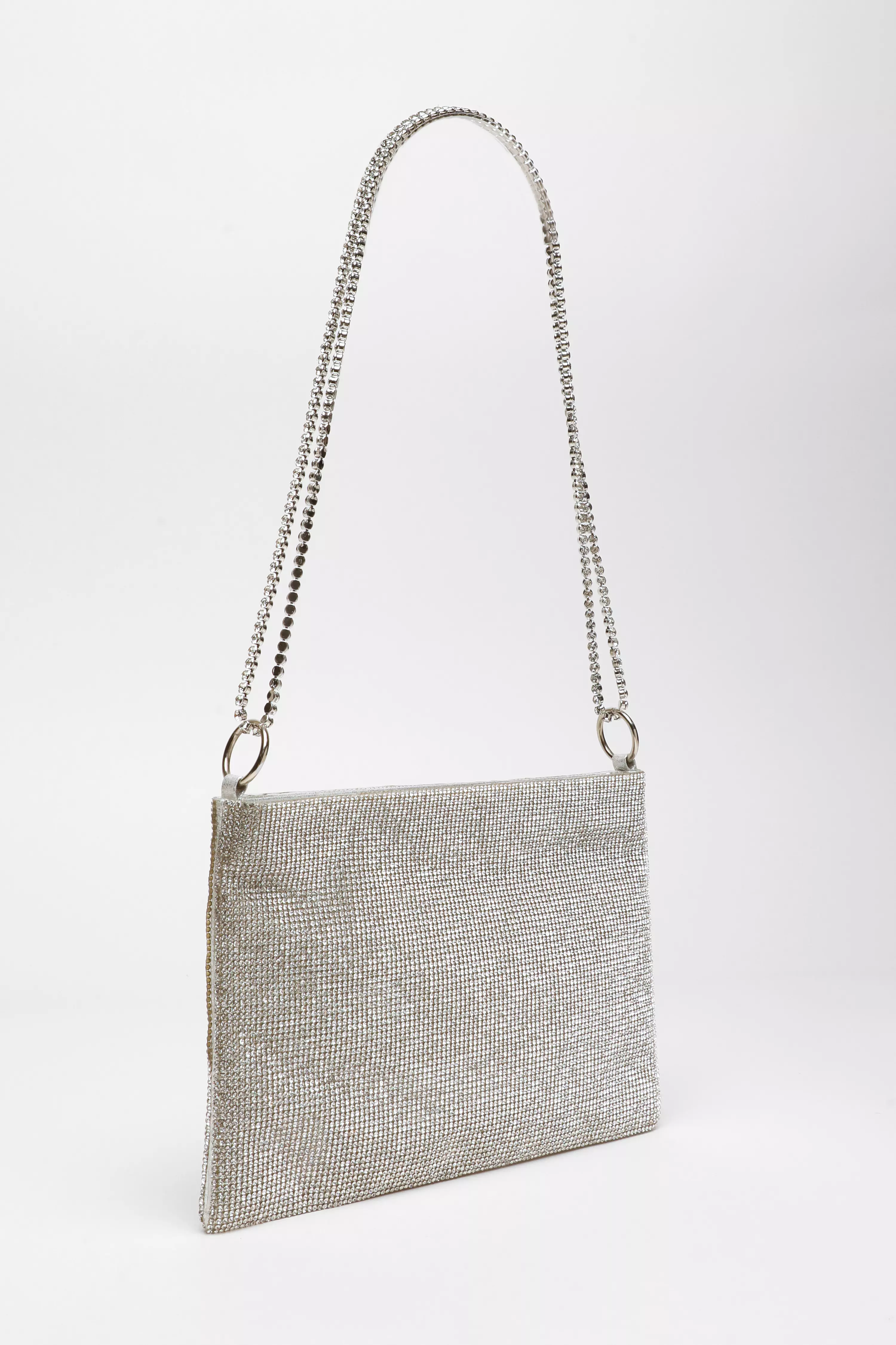 Silver Diamante Chain Bag