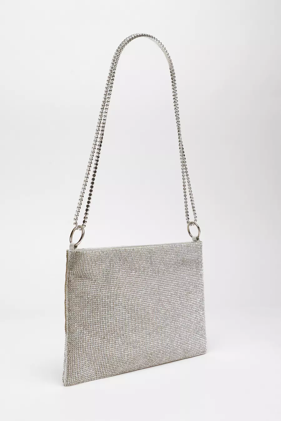 Silver Diamante Chain Bag QUIZ Clothing