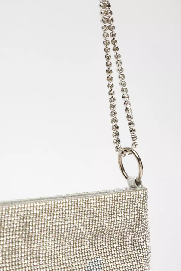Silver Diamante Chain Bag