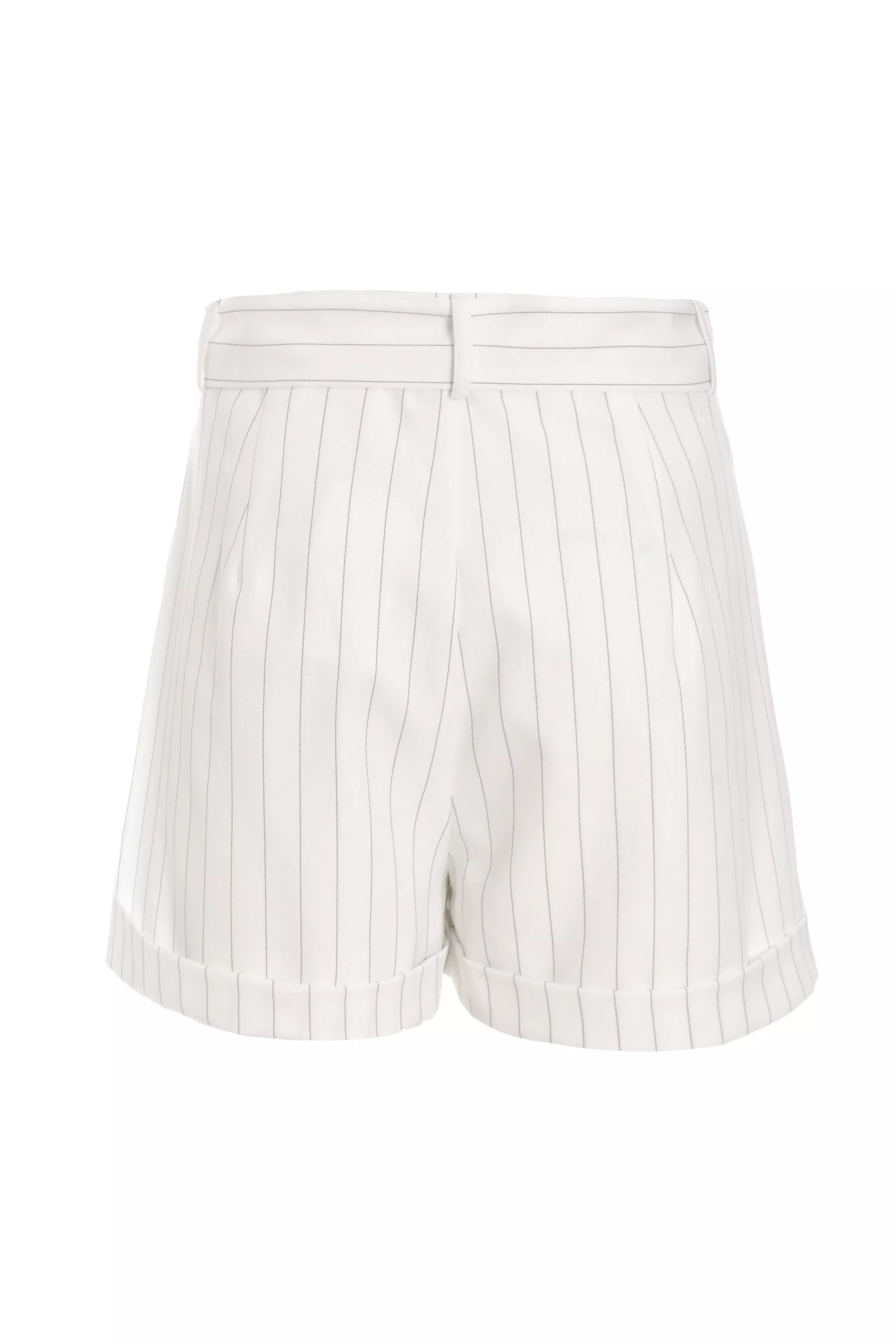 White Pinstripe Tailored Shorts