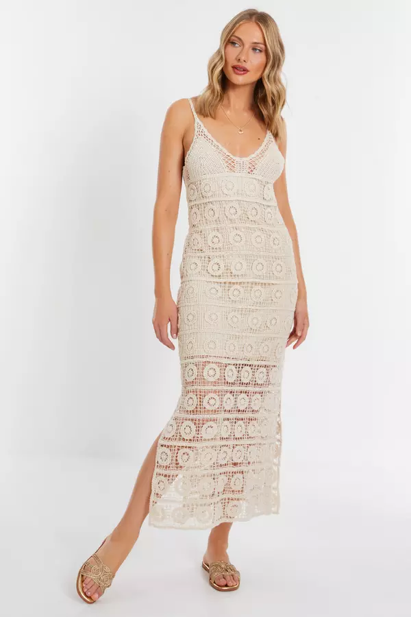 Stone Crochet Midaxi Dress