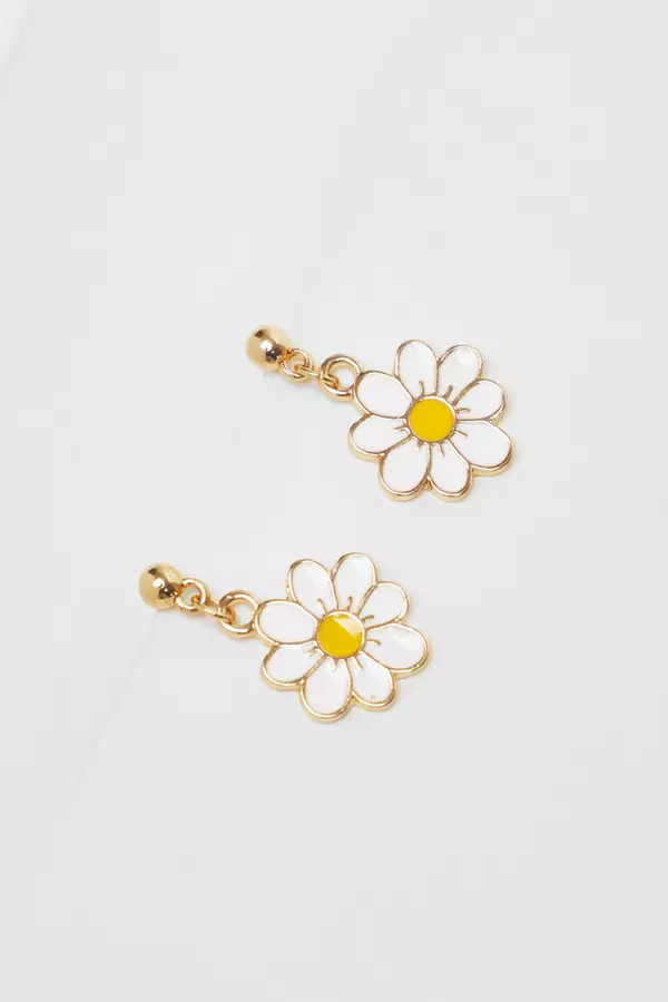 Gold Daisy Drop Earrings