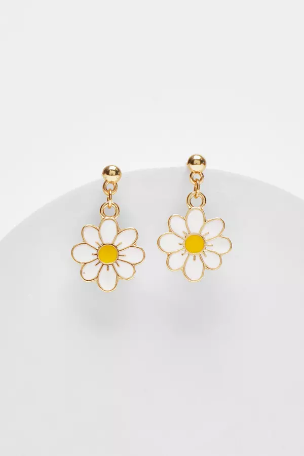 Gold Daisy Drop Earrings