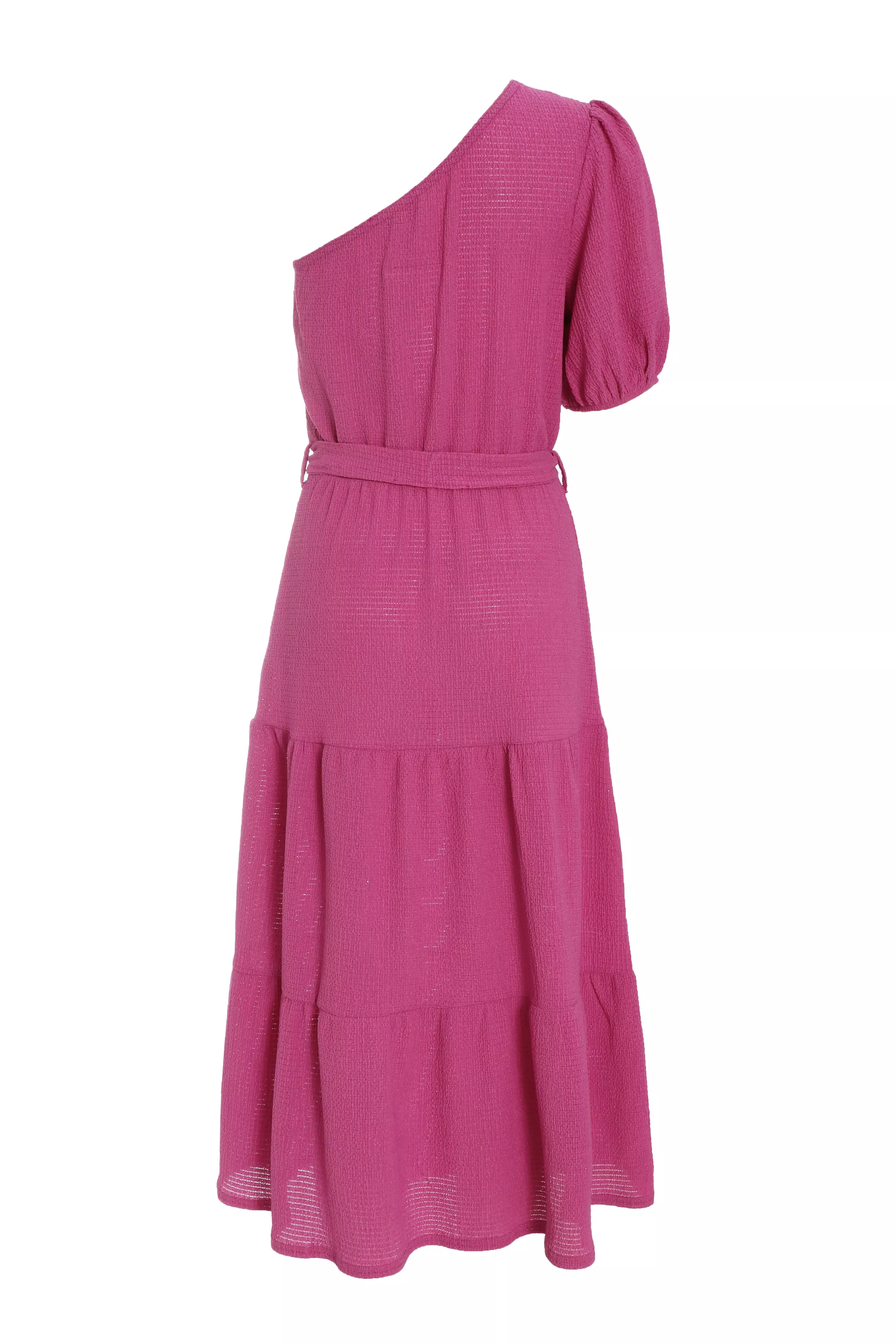 Pink One Shoulder Midi Dress