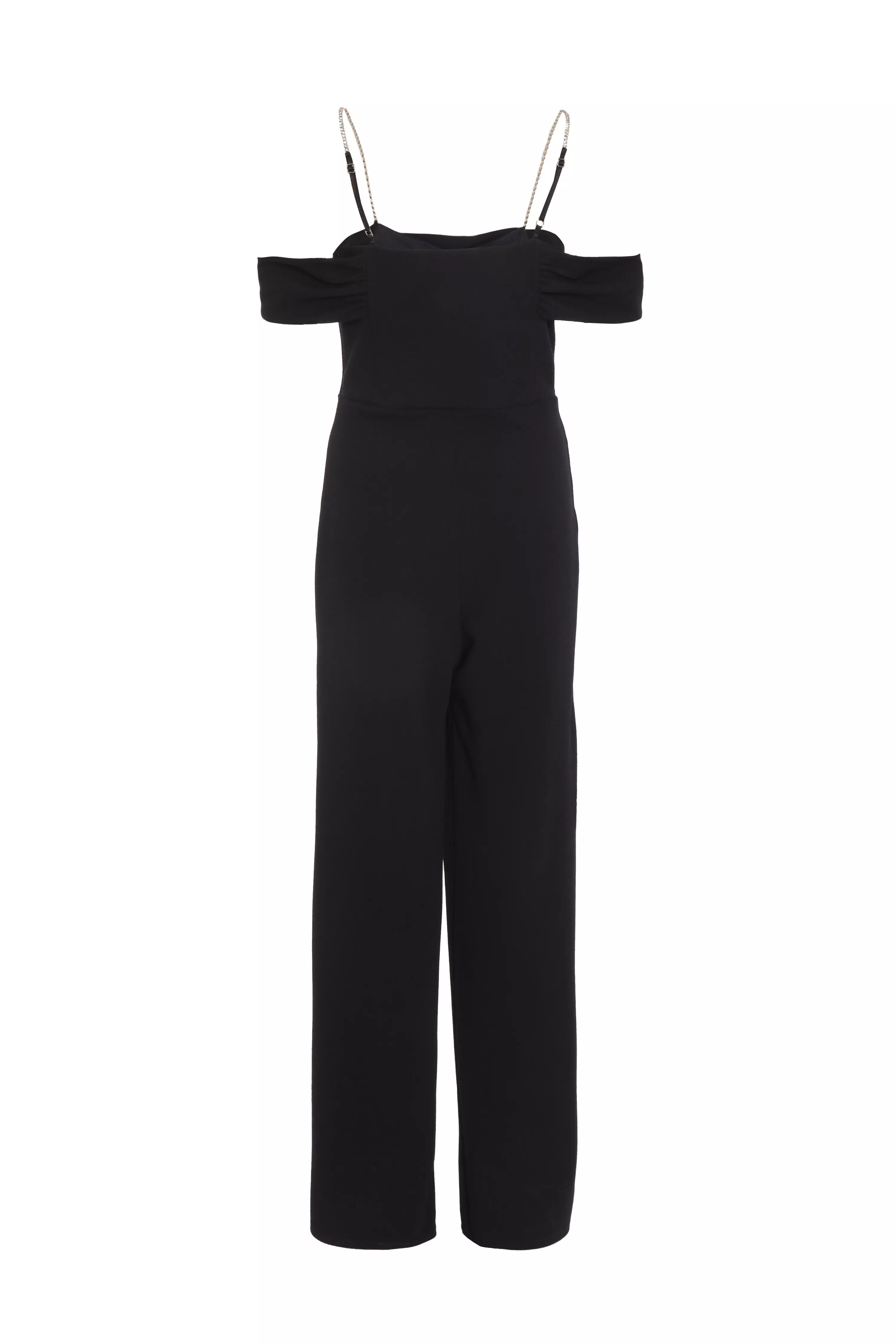 Navy Cowl Neck Bardot Palazzo Jumpsuit