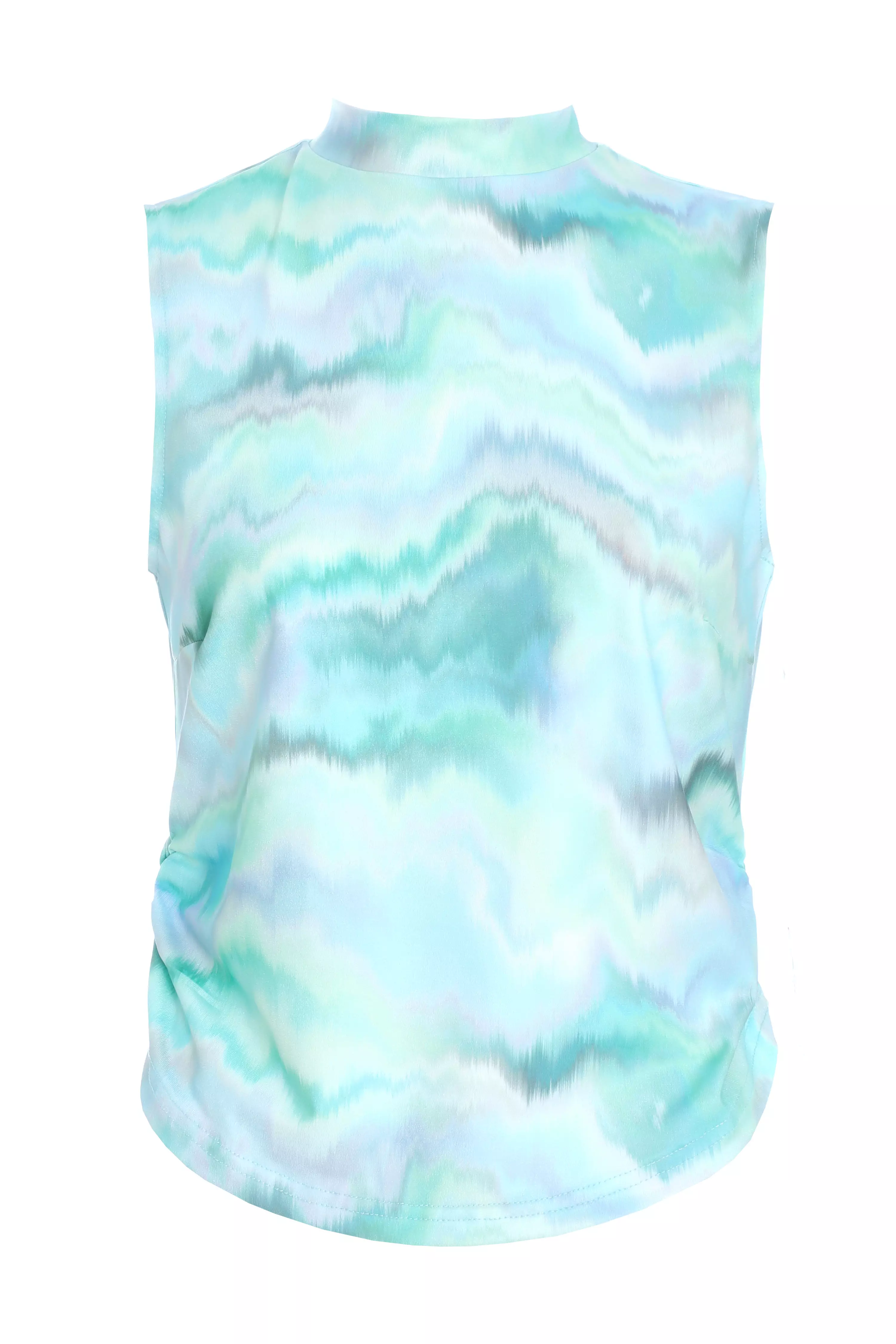 Blue Marble Ruched Top