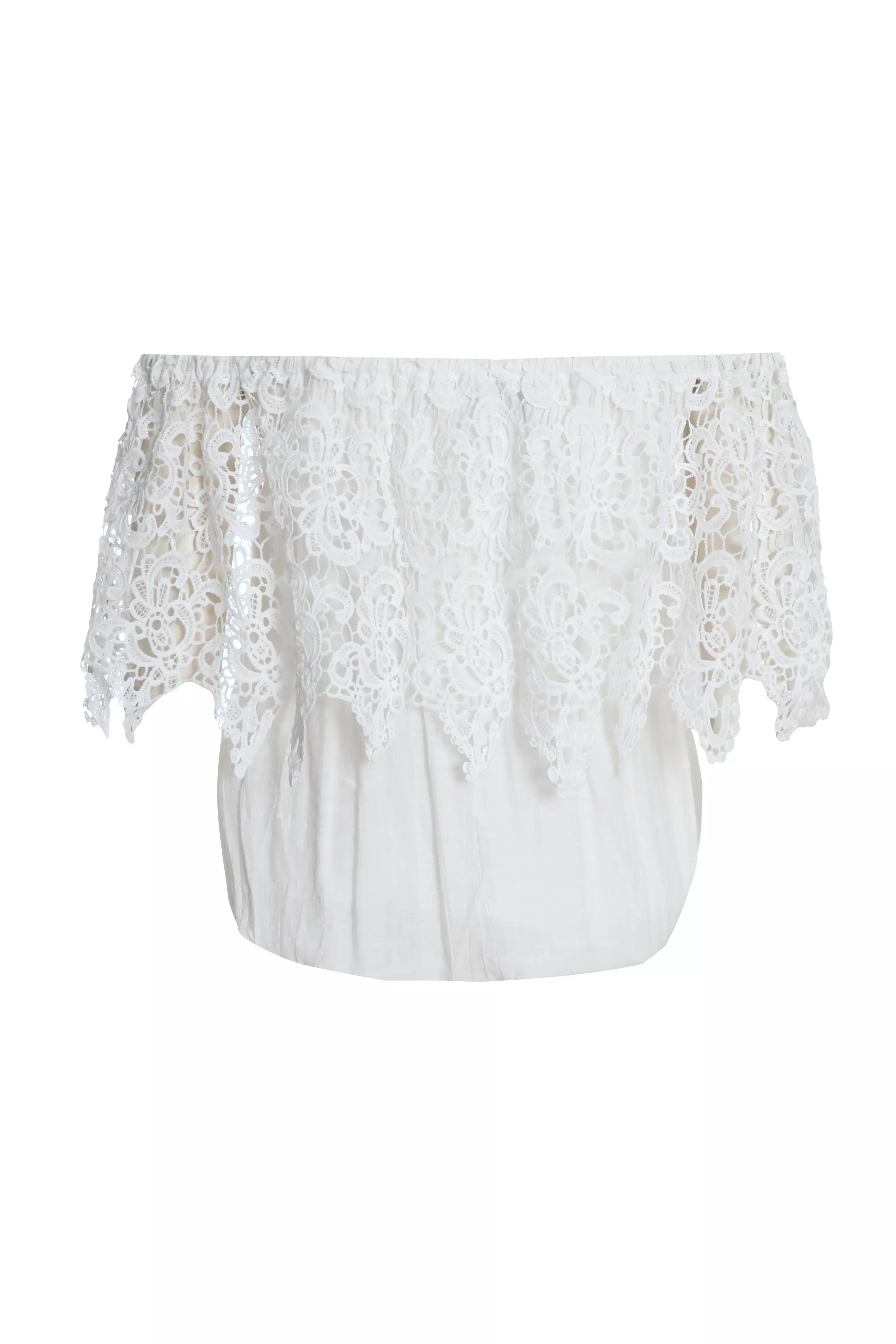 Cream Crochet Bardot Top