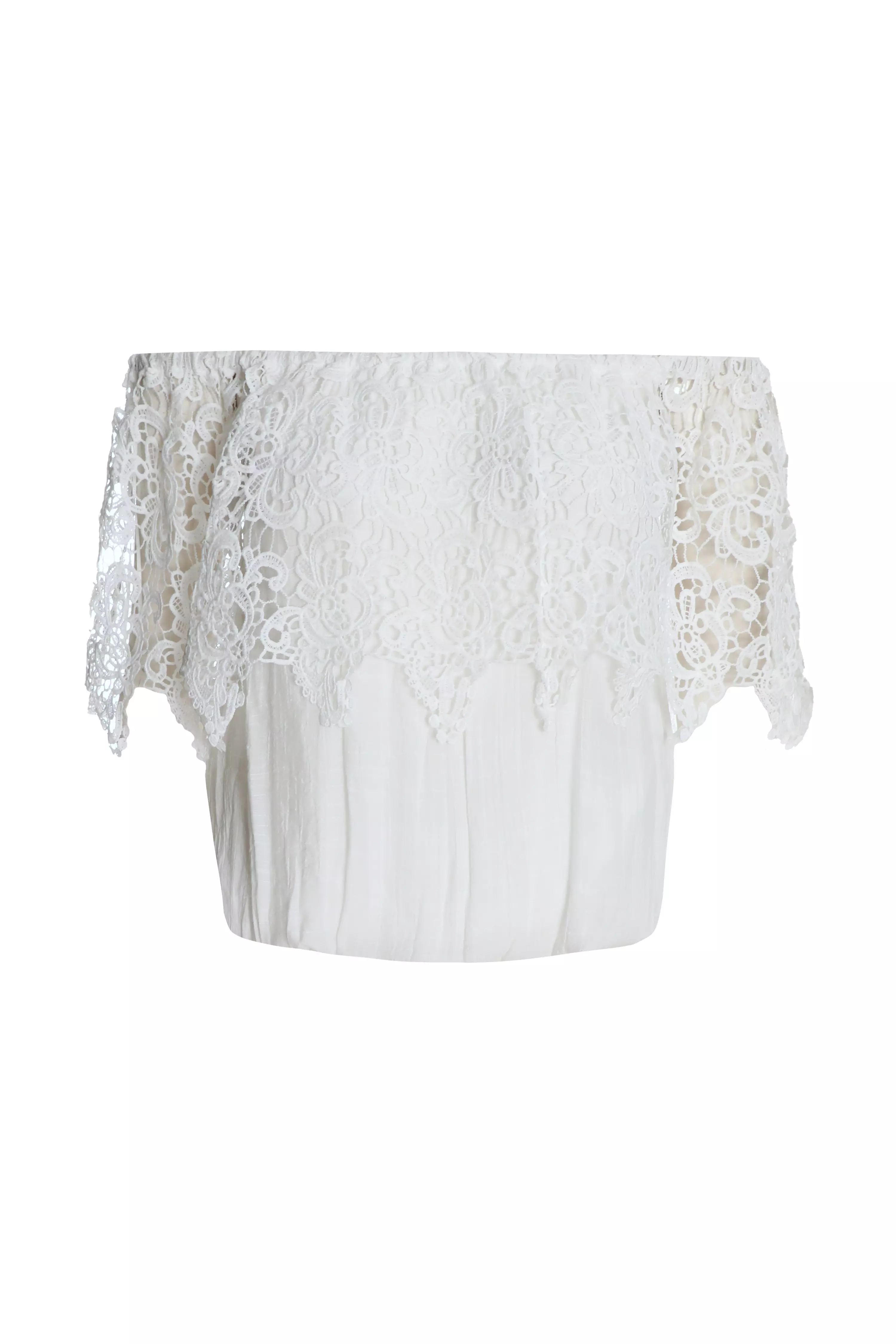 Cream Crochet Bardot Top