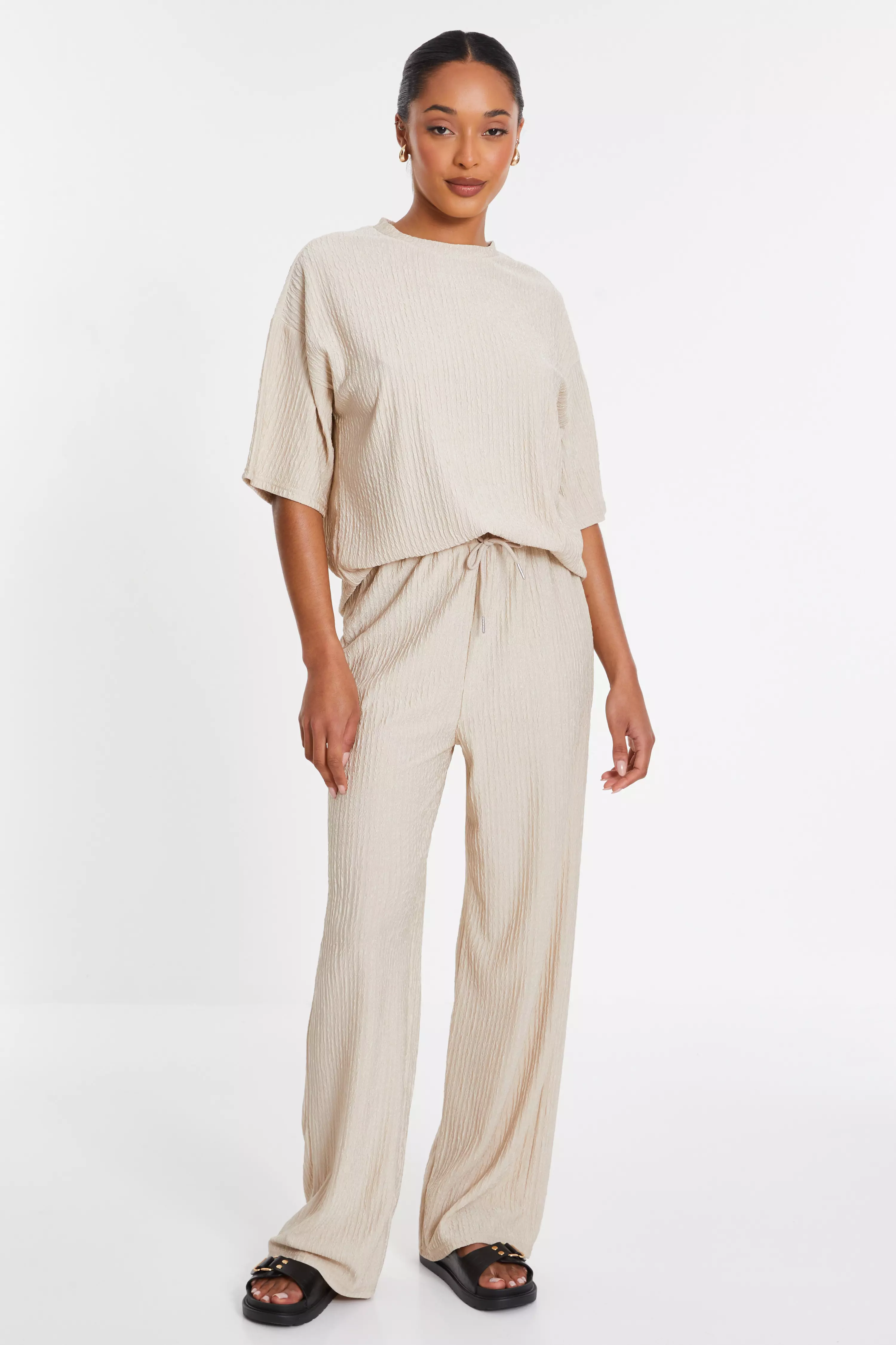 Stone Textured Palazzo Trousers