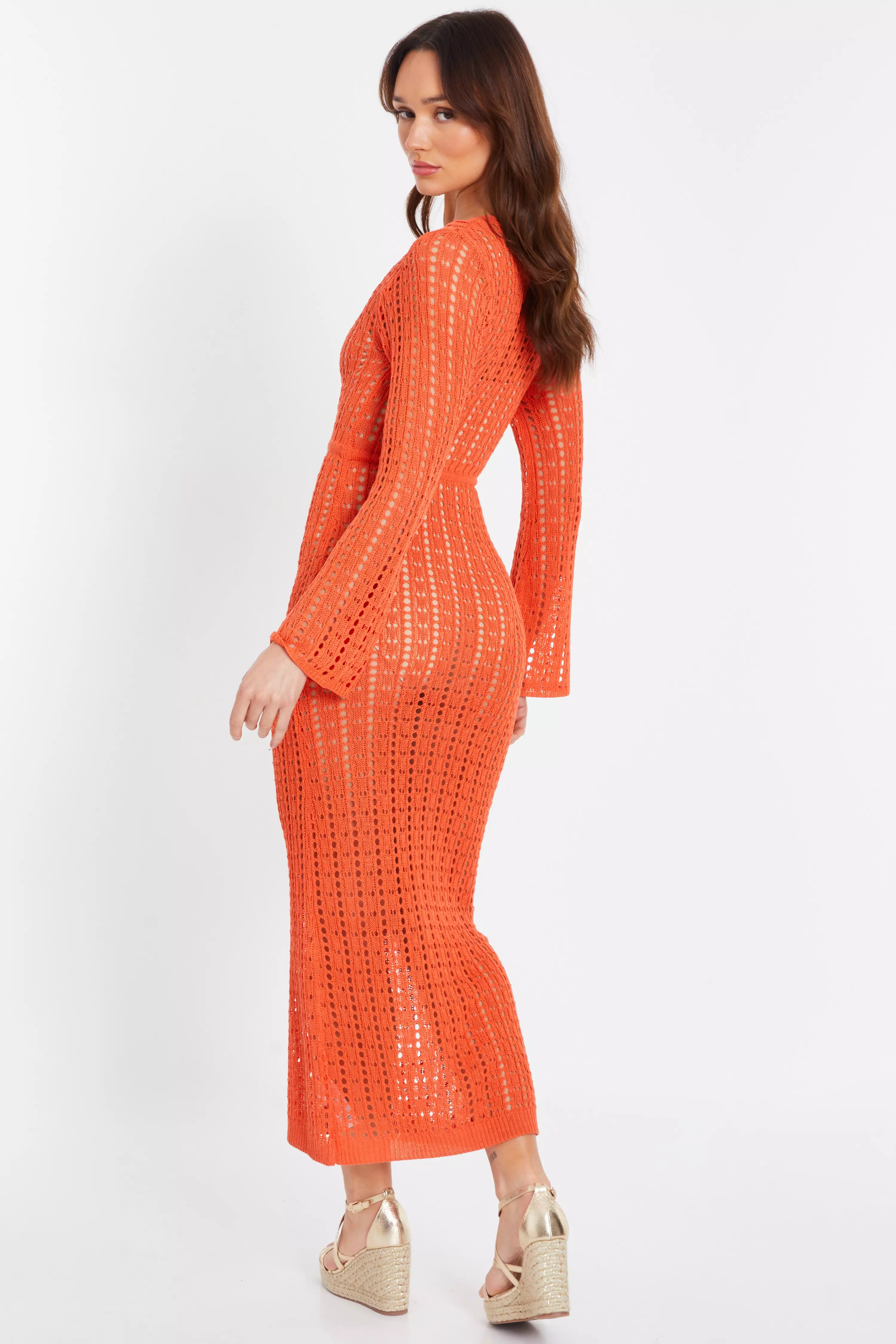 Orange Crochet Maxi Dress